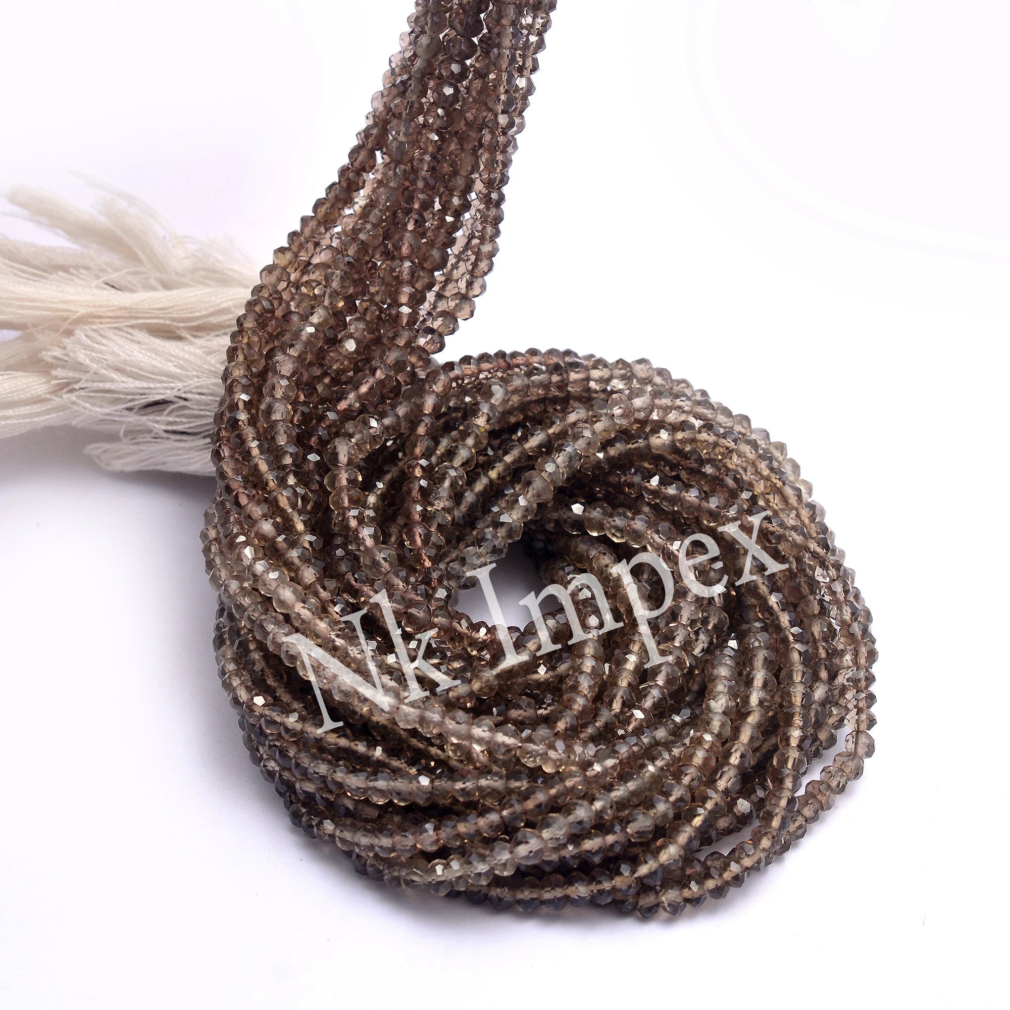 Smoky Quartz Faceted Rondelle Beads, Natural Quartz Gemstone, 15 Inches Strand, (SKU426)