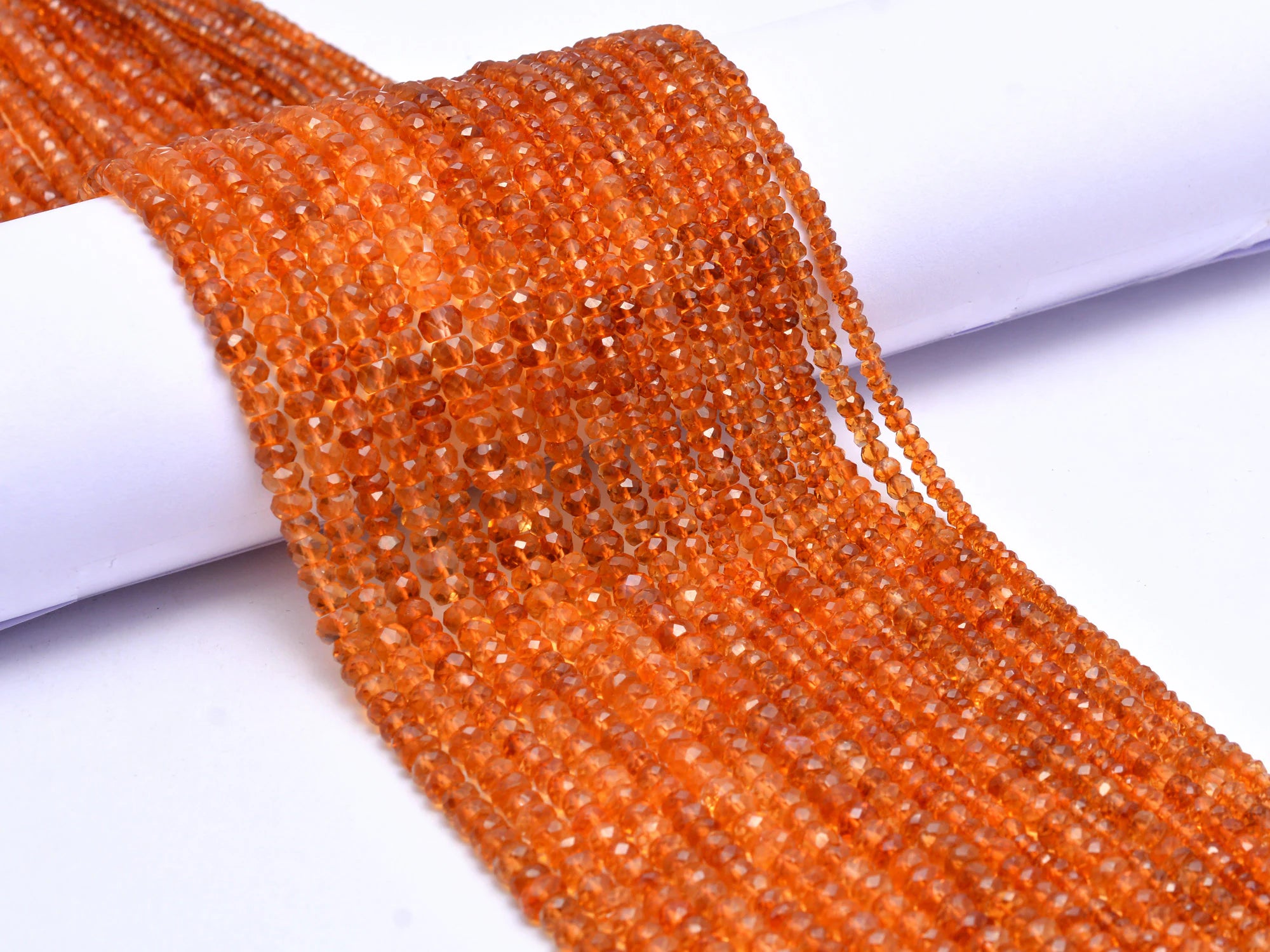 Madeira Citrine Faceted Rondelle Beads, Citrine Handmade Jewelry Making Gemstone Beads, 13 Inch, (SKU1026)