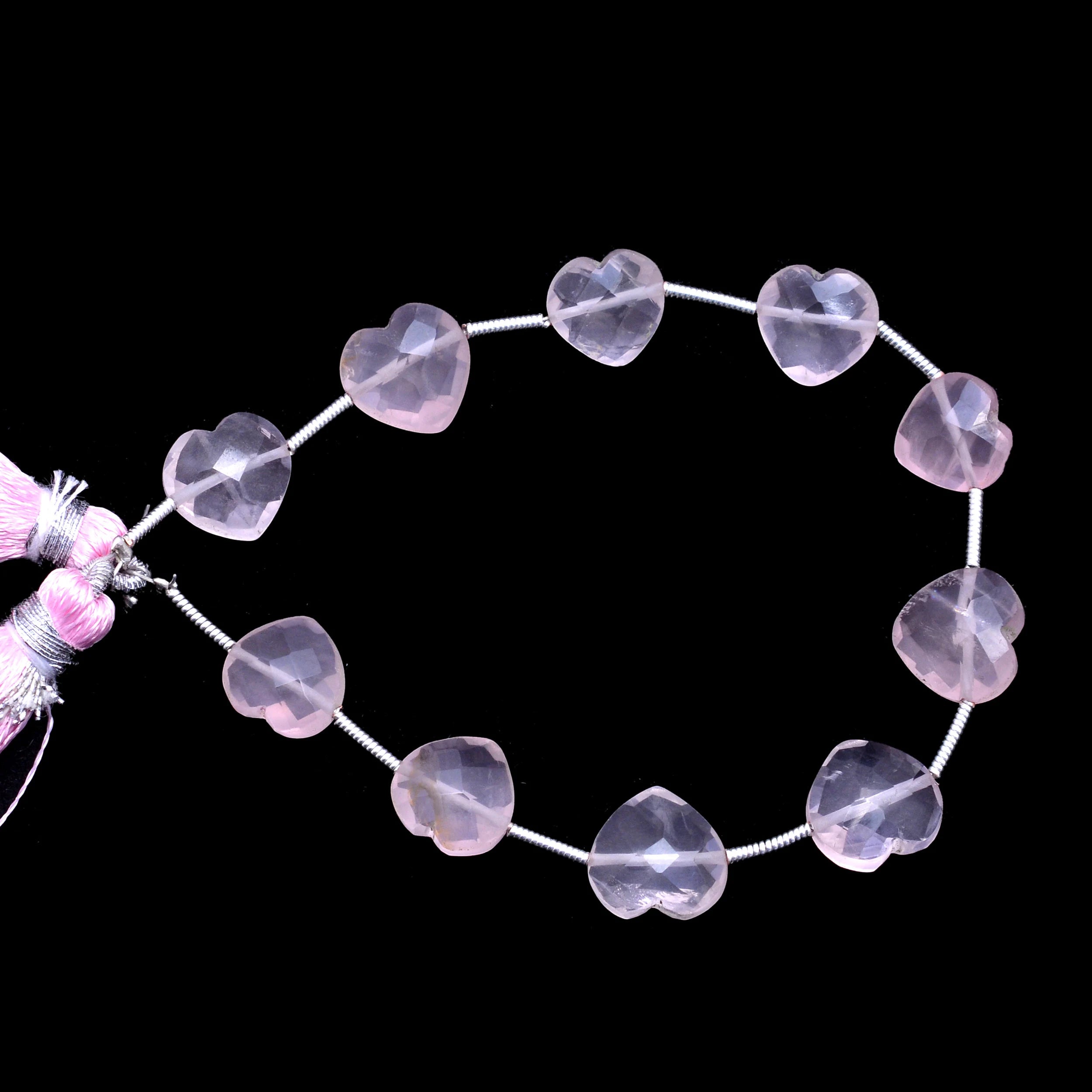 Rose Quartz Faceted Heart Beads, 8 To 13 mm, Unique Pink Quartz Beads, (SKU1028)