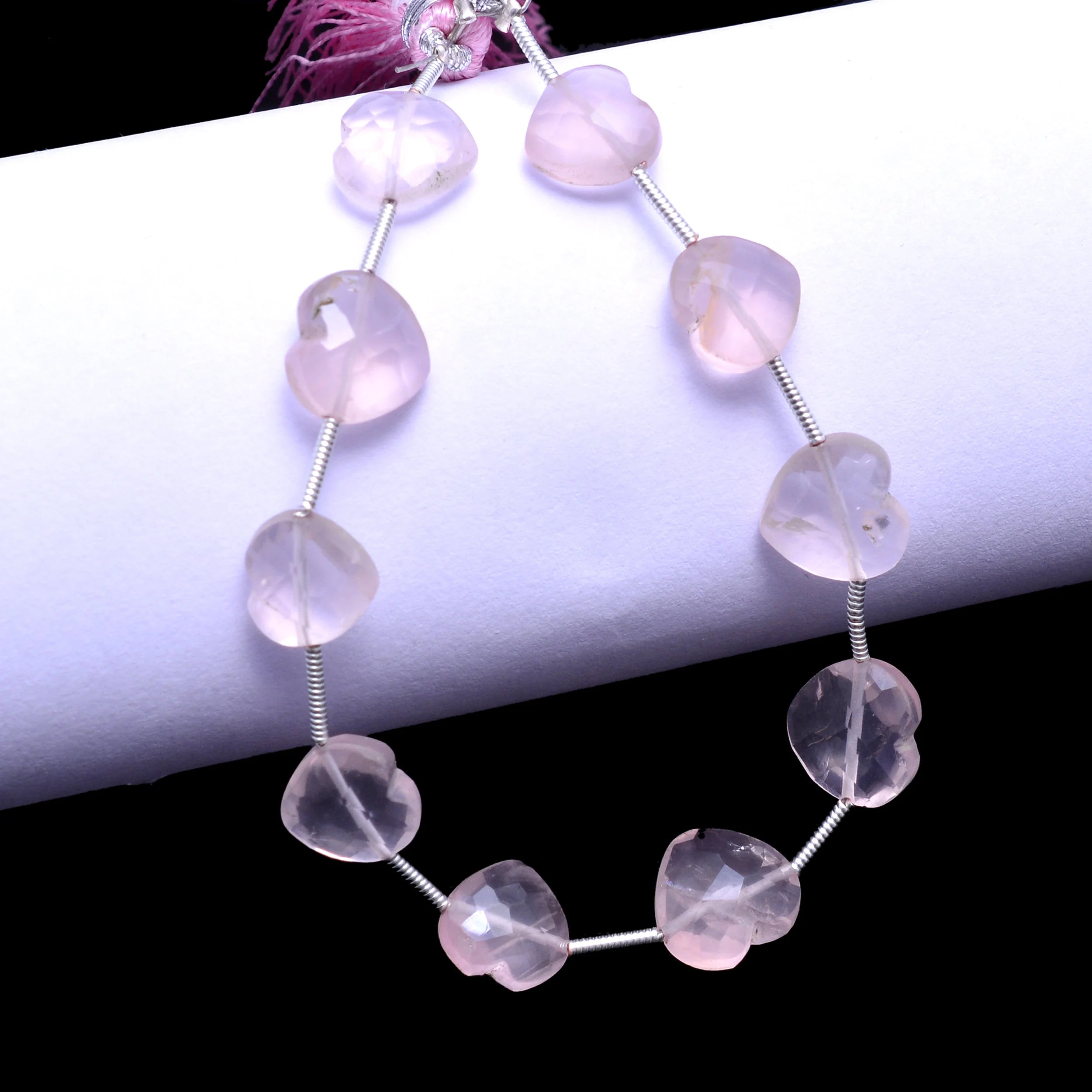 Rose Quartz Faceted Heart Beads, 8 To 13 mm, Unique Pink Quartz Beads, (SKU1028)