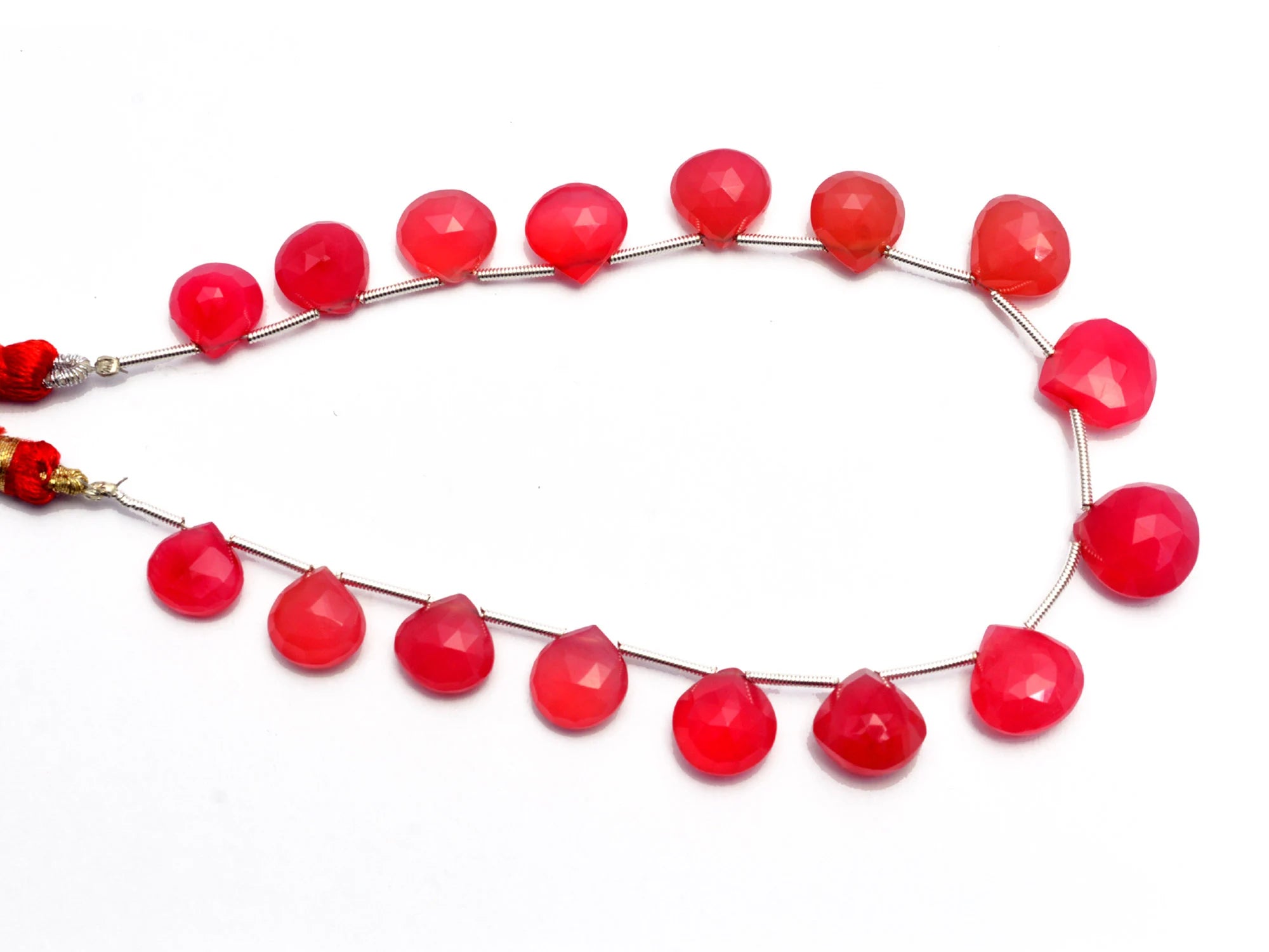 Natural Ruby Chalcedony Faceted Heart Shape Beads, 9.5 To 12.5 mm, 8.5 Inch, (SKU1030)