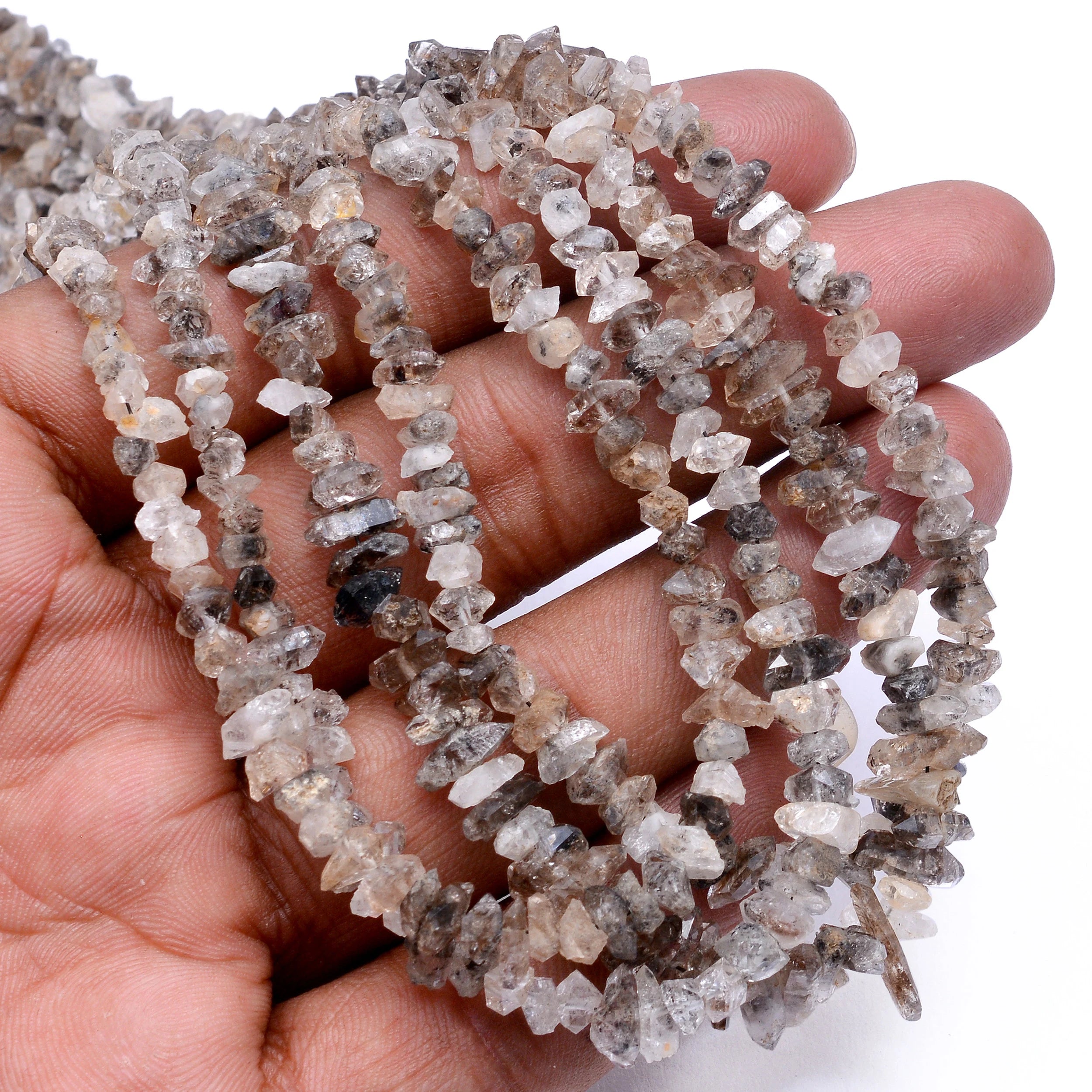 Herkimer Diamond Quartz Faceted Chips Beads, 4 mm To 6.5 mm, Diamond Organic Beads, Diamond Quartz Uncut & Nuggets, 18 Inch