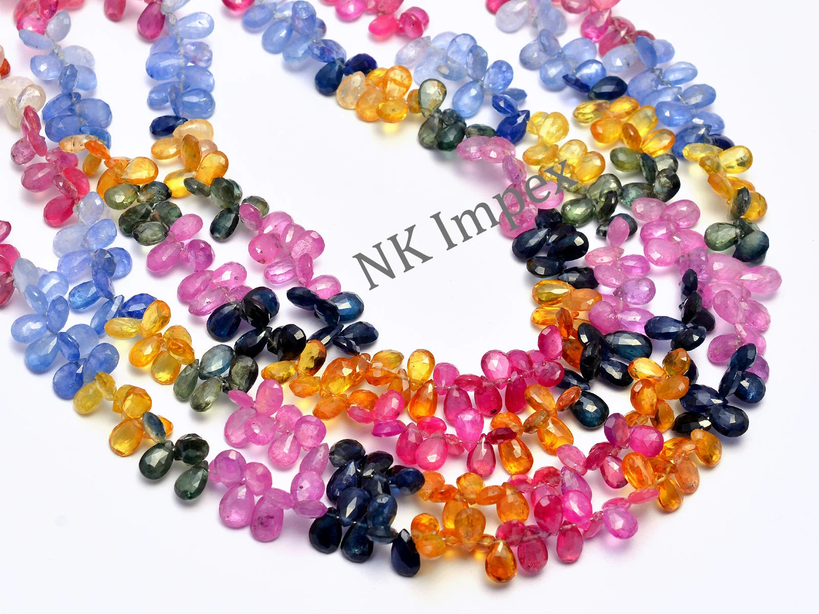 AAA High-Quality Sapphire Pear Beads, 4x6 mm Multi Sapphire Faceted Beads, Natural Sapphire Beads, Jewelry Making Sapphire Beads, (SKU1056)