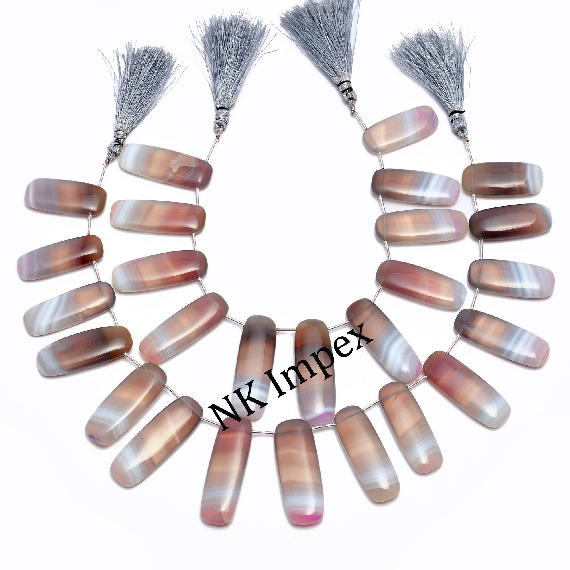 Bi-Color Chalcedony Smooth Long Slice Beads, 14x31mm To 15.5x40.5mm, Chalcedony Long Nuggets Beads, Chalcedony Jewelry Gemstone SKU1096