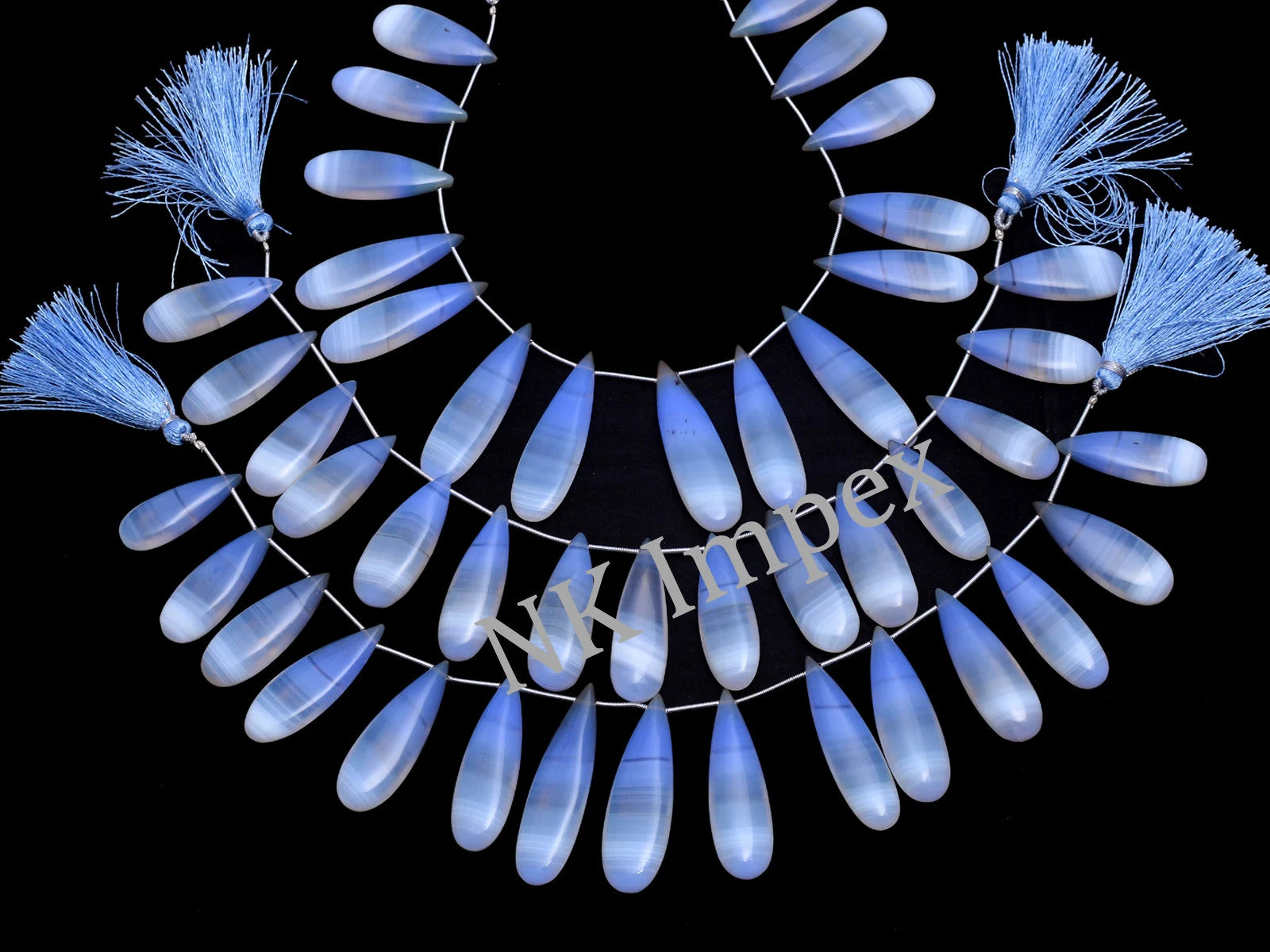 Bi Color Chalcedony Smooth Long Pear Beads, 11x31 mm To 14.5x46 mm, Chalcedony Long Pear, Chalcedony Jewelry Making Gemstone, SKU1098