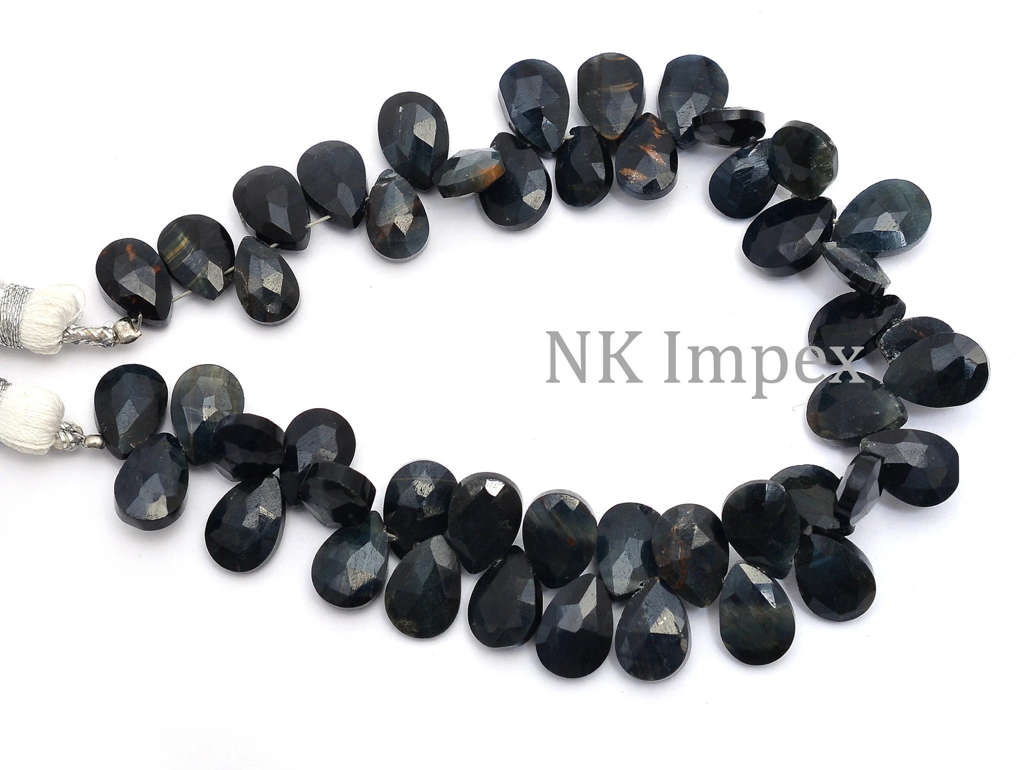 Natural Black Sunstone Faceted Pear Beads, 7x10 mm, Jewelry Making Beads, 7 Inches Strand, (SKU1115)