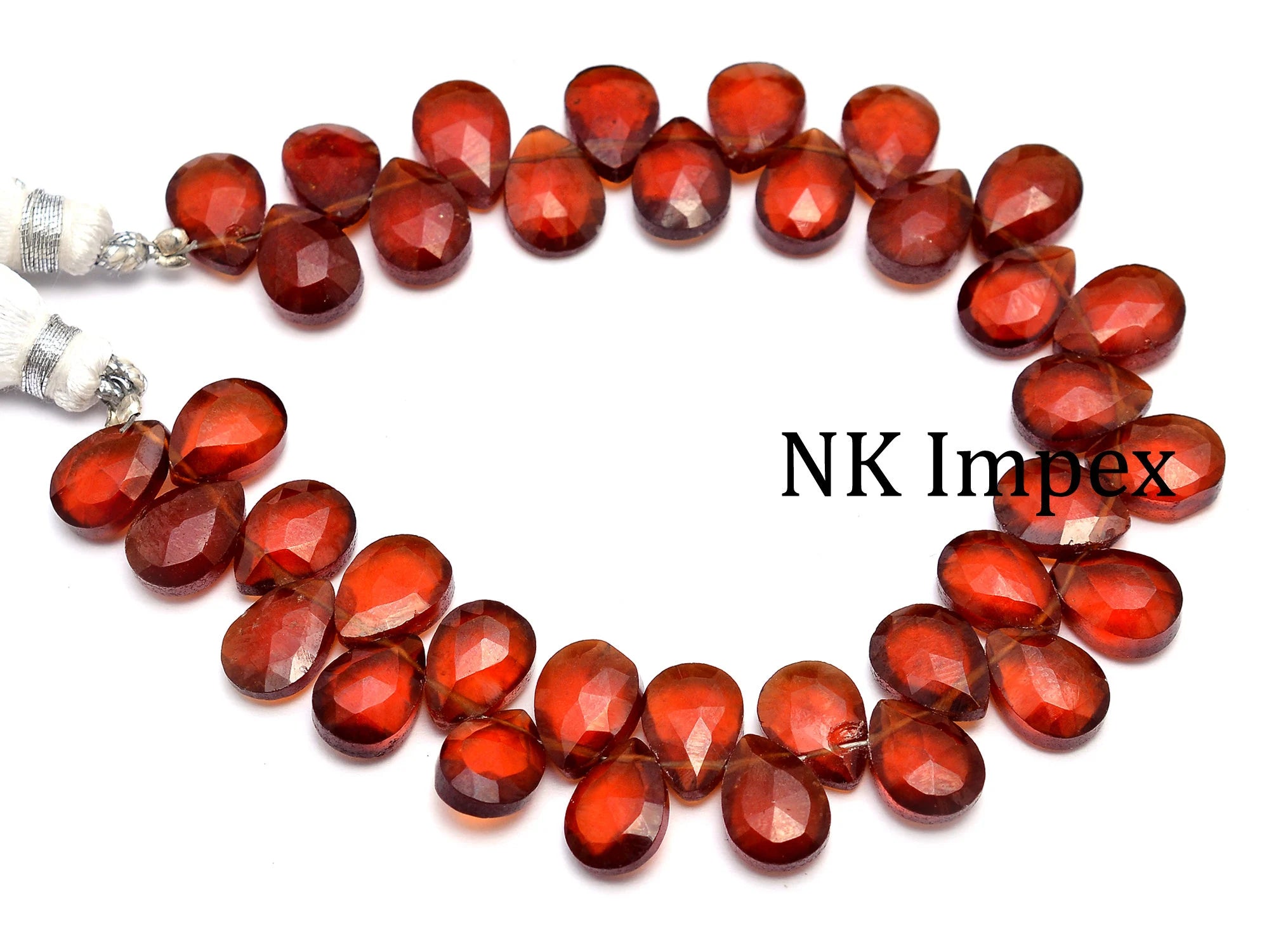 Orange Hessonite Garnet Faceted Pear Beads, 7x10 mm, Jewelry Making Gemstone Beads, 7 Inches, (SKU1125)