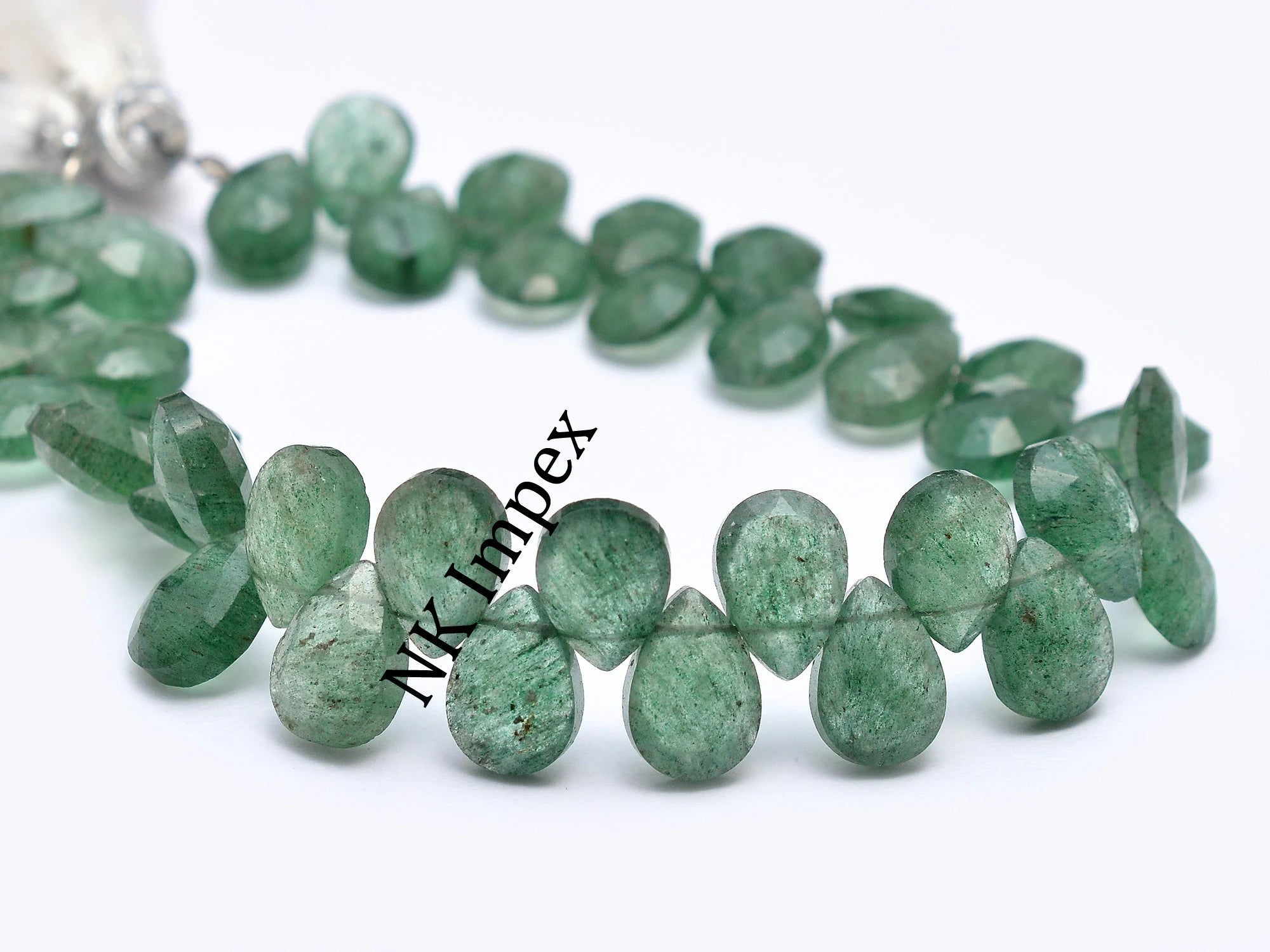 Green Strawberry Quartz Faceted Pear Beads, 7x10 mm, Strawberry Quartz Jewelry Making Gemstone, (SKU1128)