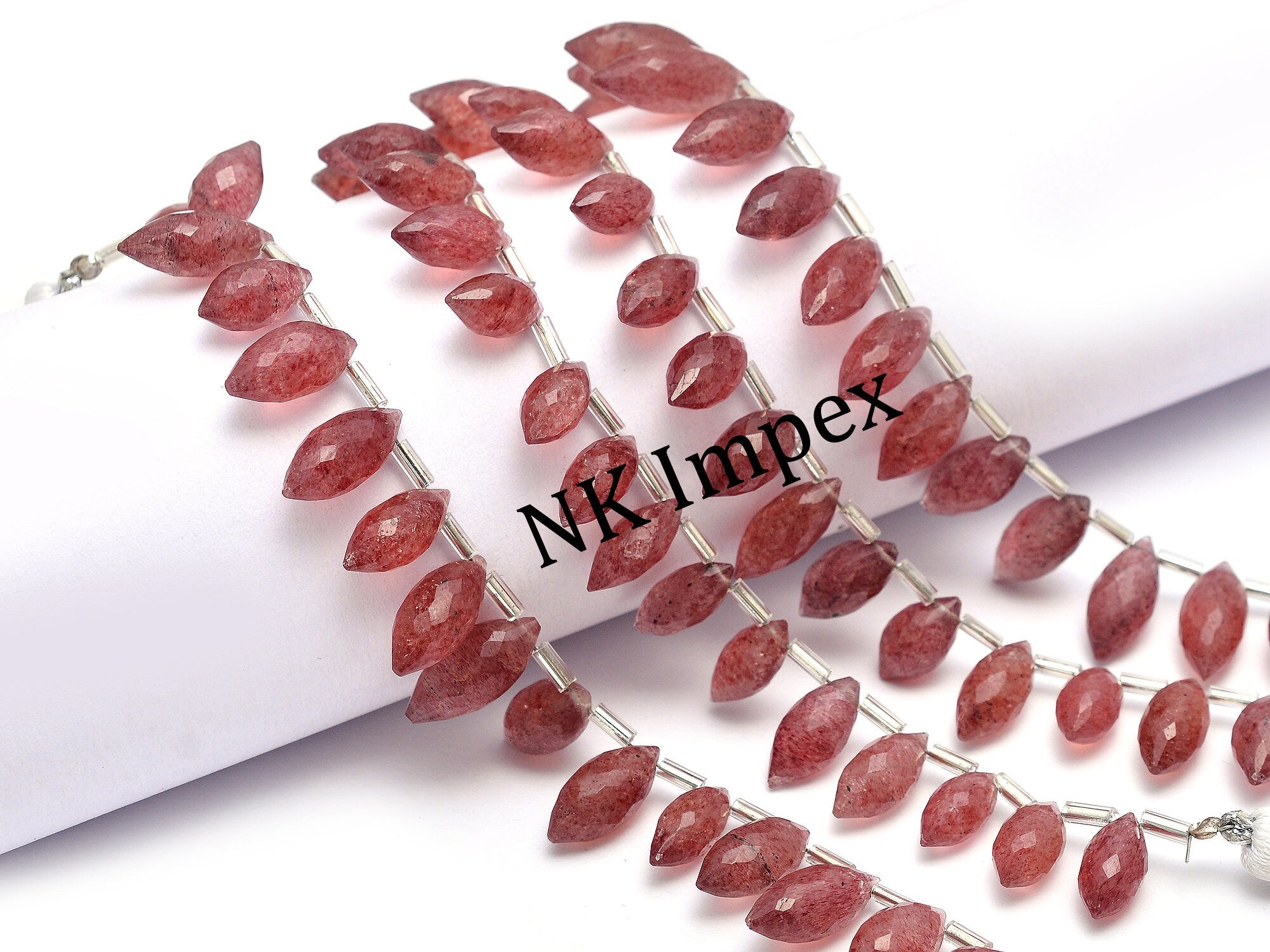 Pink Strawberry Quartz Faceted Marquise Beads, Pink Quartz Marquise Beads, Strawberry Quartz Jewelry Making Gemstone Beads, SKU1131