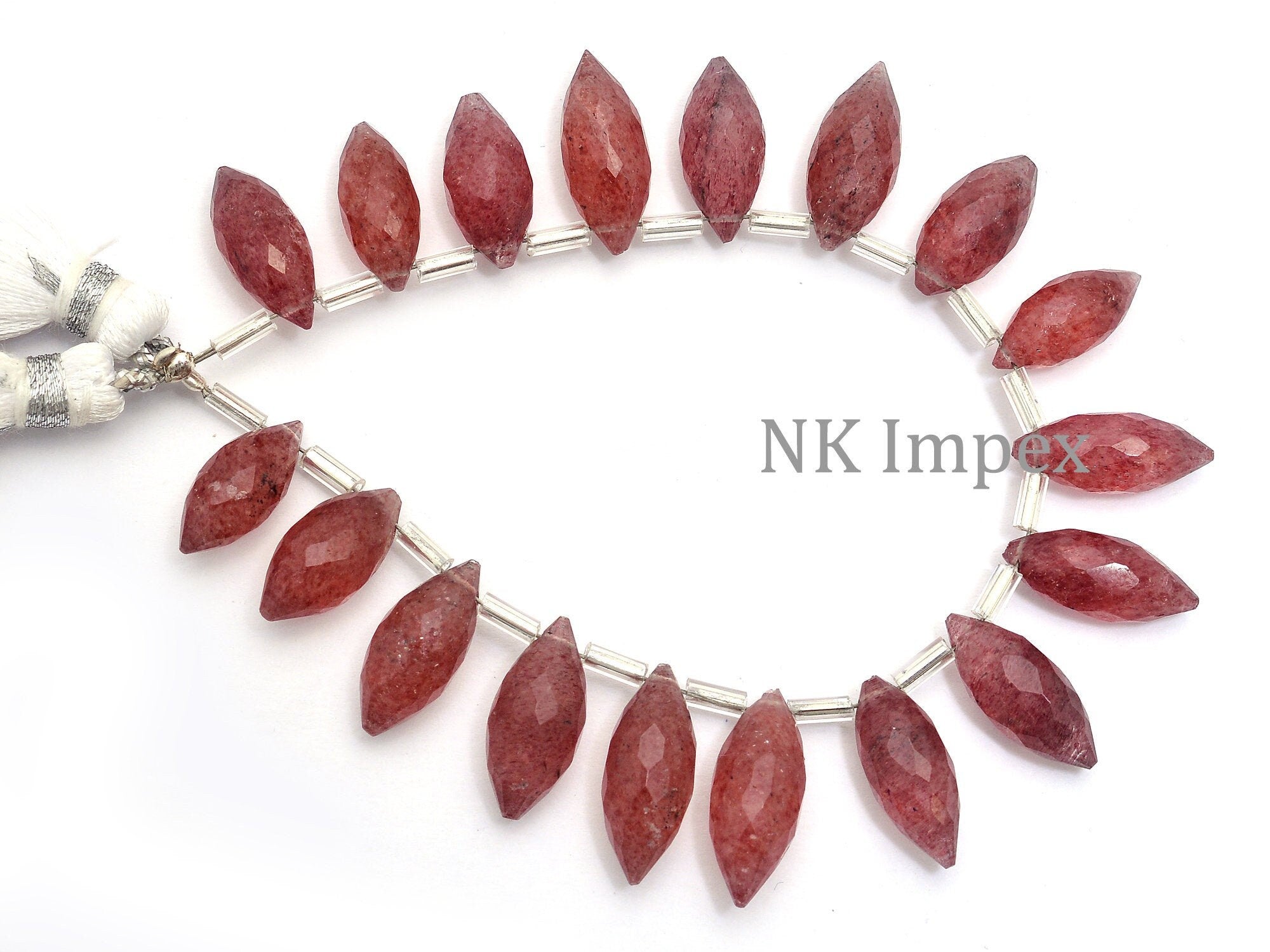 Pink Strawberry Quartz Faceted Marquise Beads, Pink Quartz Marquise Beads, Strawberry Quartz Jewelry Making Gemstone Beads, SKU1131