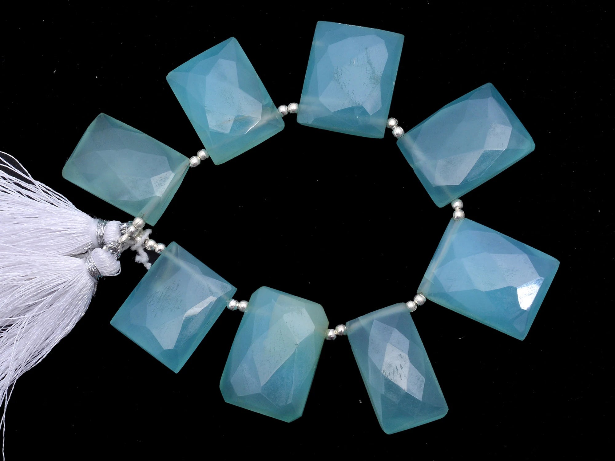 Blue Chalcedony Faceted Rectangle Beads, 15x21 mm To 17x22.5 mm, Blue Chalcedony Rectangle Beads, Jewelry Making Beads, 5.5 Inch, SKU1081