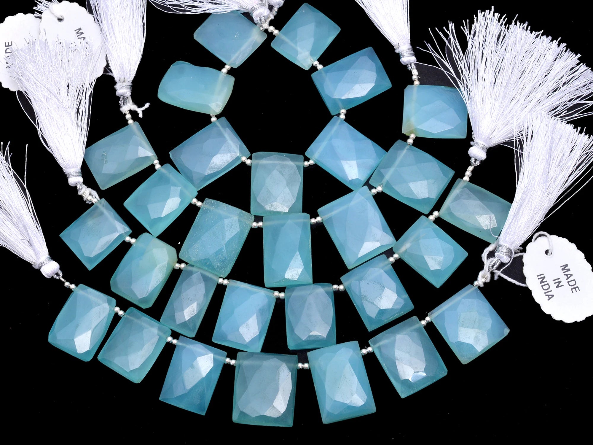 Blue Chalcedony Faceted Rectangle Beads, 15x21 mm To 17x22.5 mm, Blue Chalcedony Rectangle Beads, Jewelry Making Beads, 5.5 Inch, SKU1081