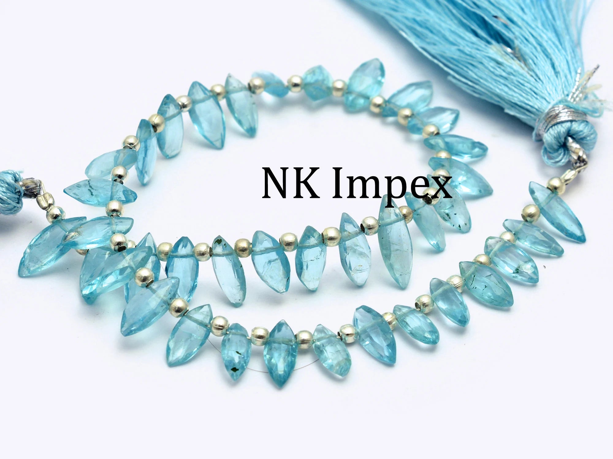 Sky Blue Apatite Faceted Marquise Beads, 3x7mm To 4x9 mm, Sky Apatite Marquise, Sky Apatite Jewelry Making Gemstone Beads