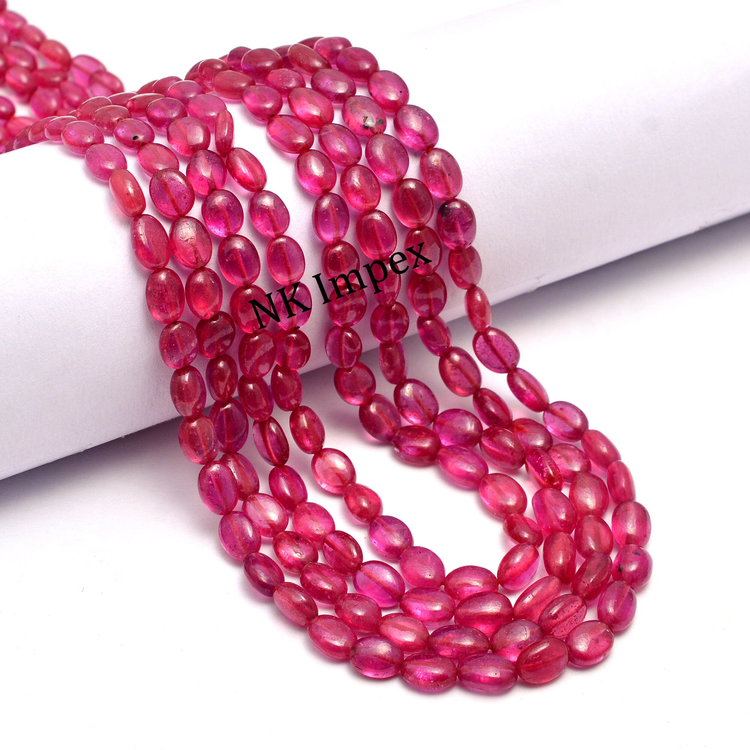Ruby Smooth Oval Beads, 4x5 mm To 5x10 mm, Pink Ruby Oval, Ruby Oval Beads, Ruby Jewelry Making Gemstone Beads, 18 Inch Strand. SKU No. 1159
