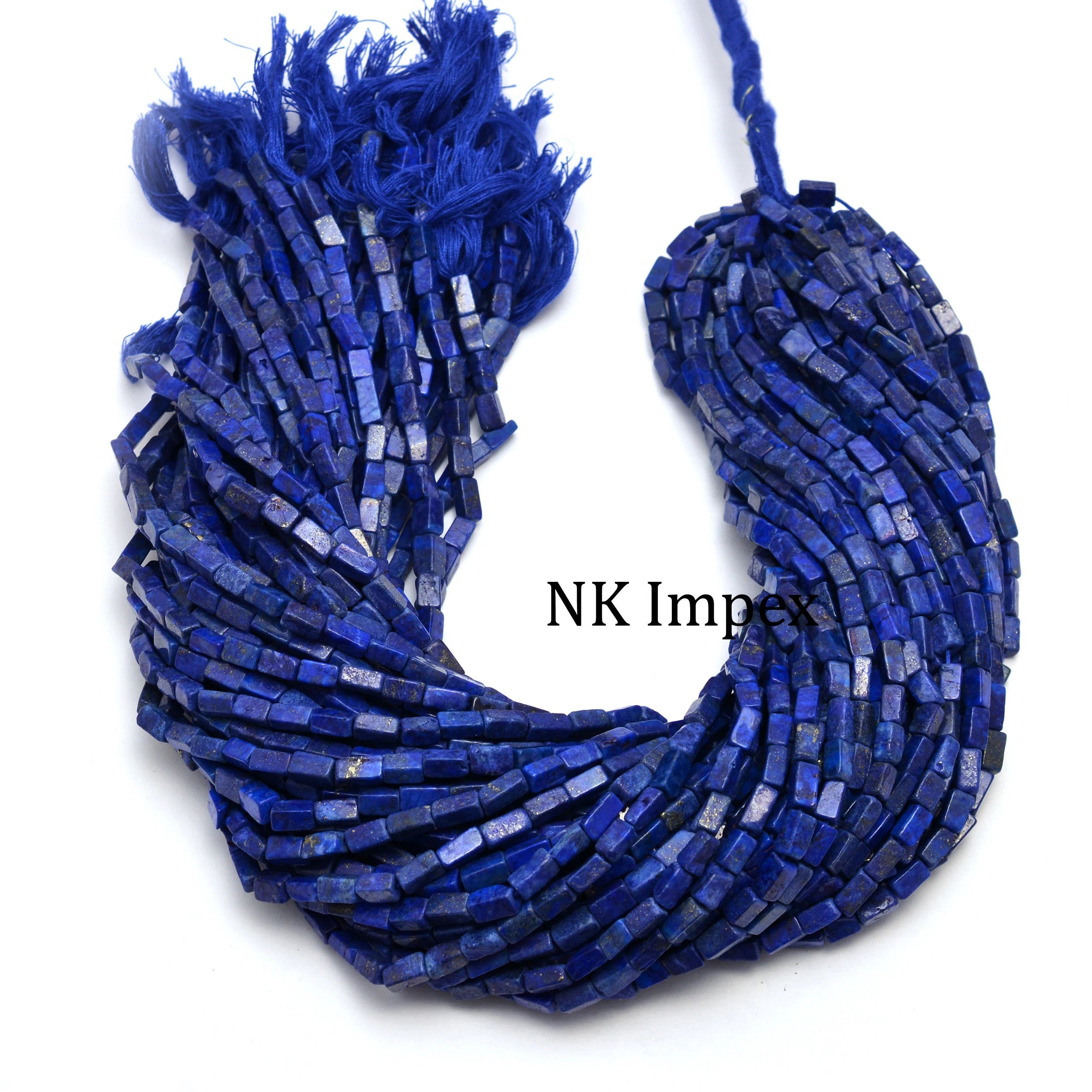 Lapis Lazuli Smooth Rectangle Tube Beads, 3x6 mm To 4x8 mm, Natural Lapis Gemstone Beads, SKU1161