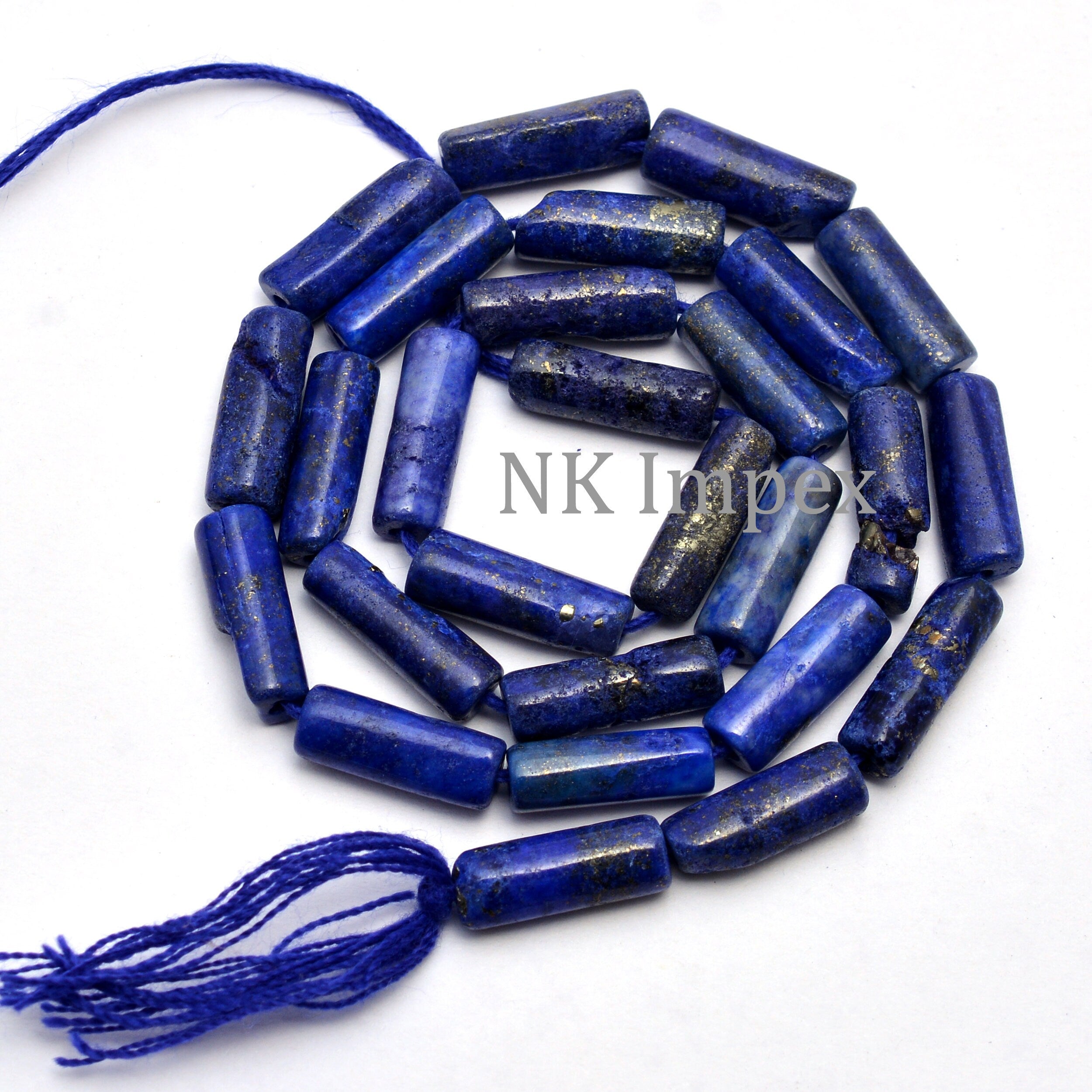 Natural Lapis Lazuli Smooth Long Tube Beads, Genuine Gemstone Beads Supplier. (SKU1162)
