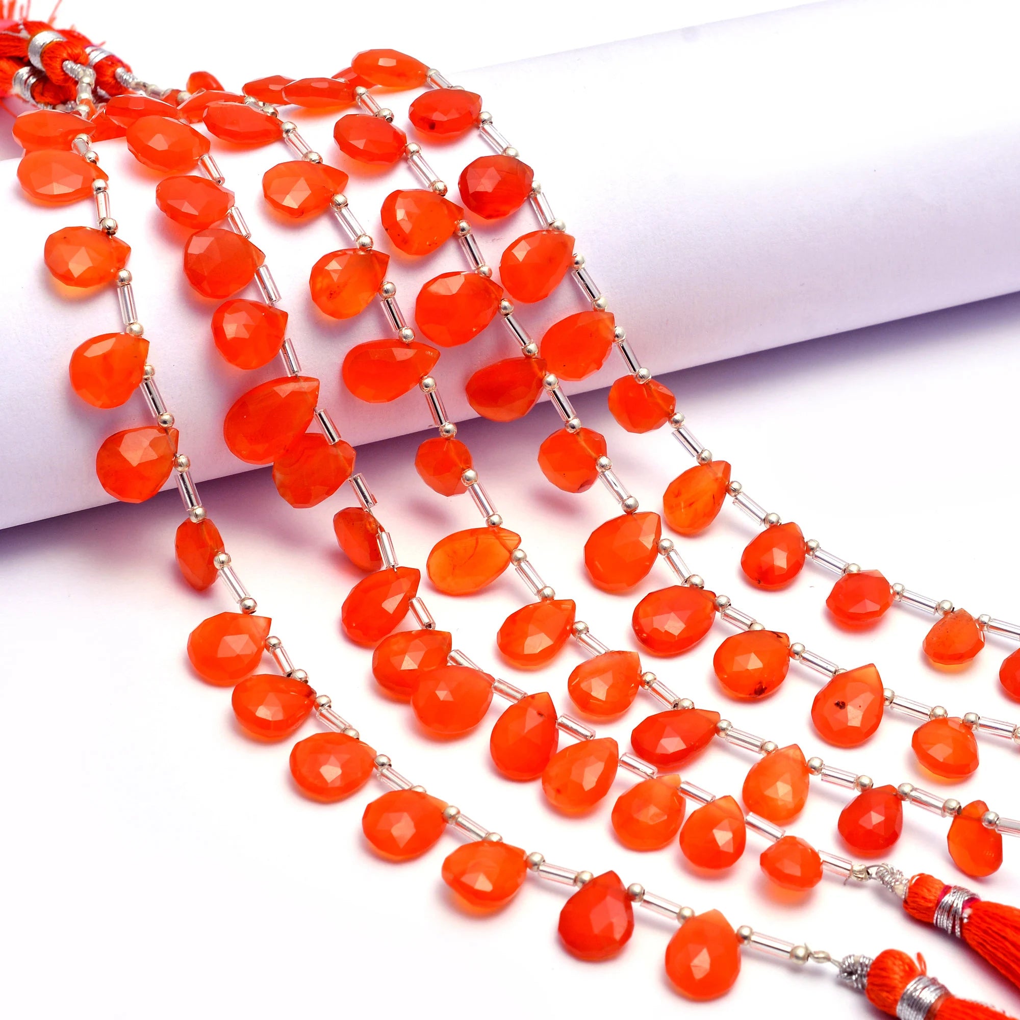 Orange Carnelian Faceted Pear Beads, 7x9 mm To 9x15 mm, Carnelian Pear, Carnelian Jewelry Making Gemstone Beads, 8 Inch