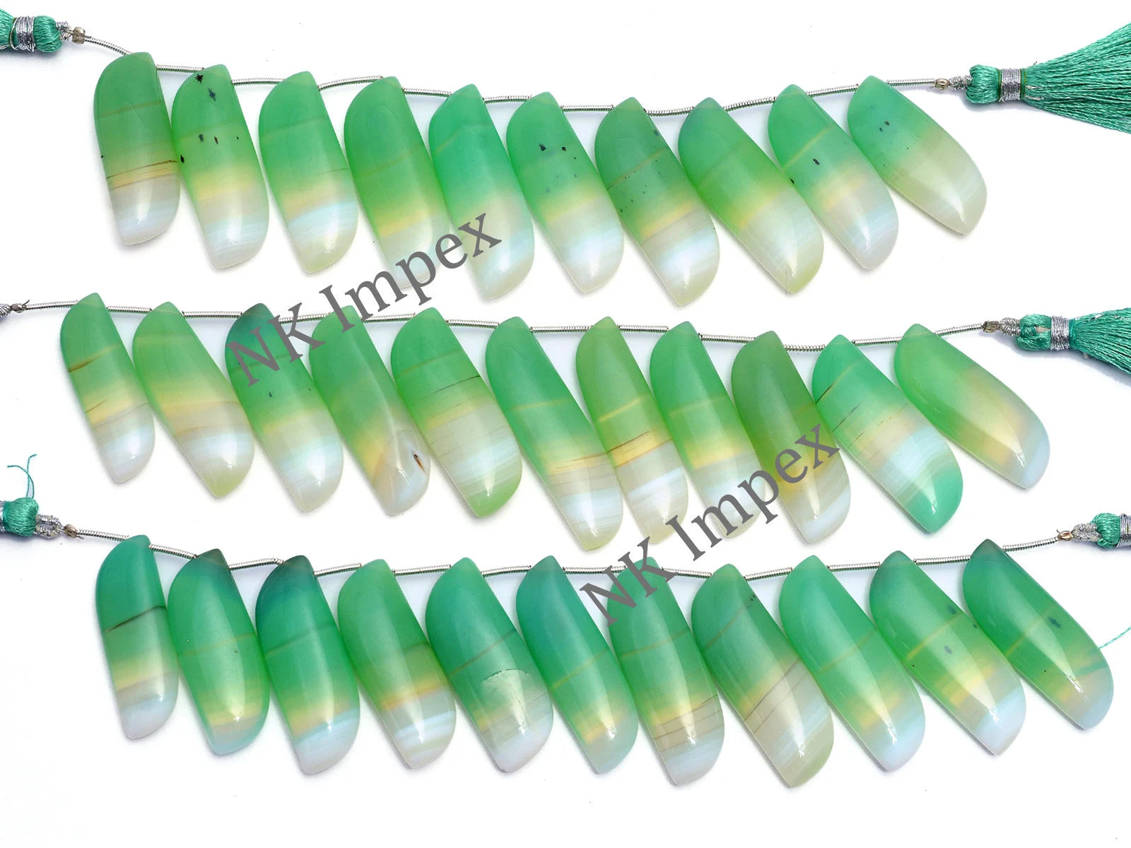 Bi-Color Chrysoprase Chalcedony Smooth Rectangle Beads, 12x36 mm To 14x40 mm, Chrysoprase Chalcedony Rectangle Beads. SKU1088
