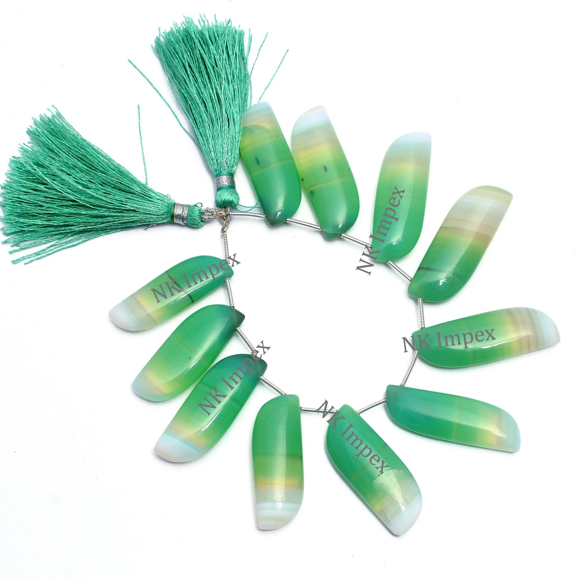 Bi-Color Chrysoprase Chalcedony Smooth Rectangle Beads, 12x36 mm To 14x40 mm, Chrysoprase Chalcedony Rectangle Beads. SKU1088