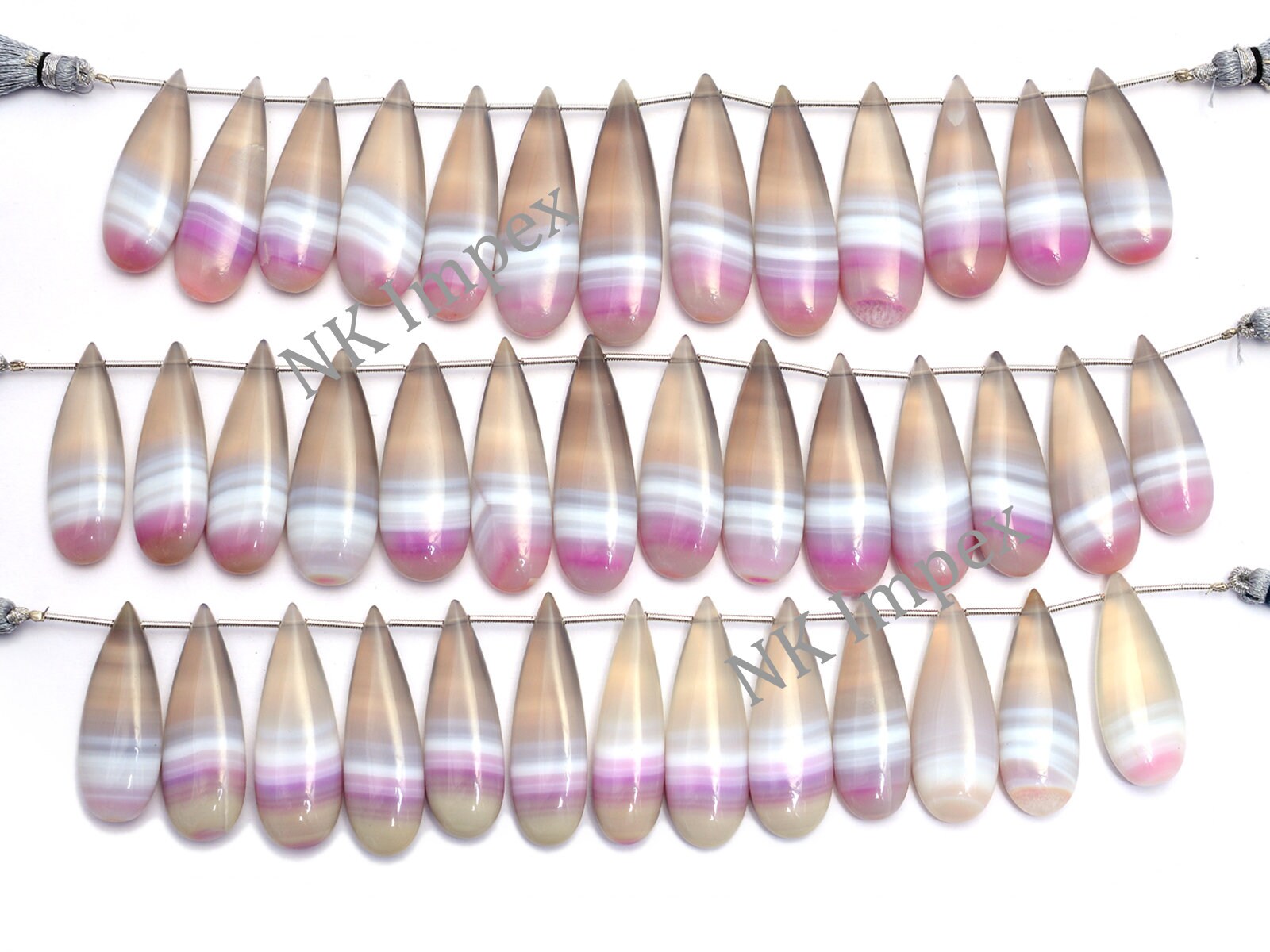 Bi Color Chalcedony Smooth Pear Beads, 13x32 mm To 16x24 mm, Bi Color Chalcedony Pear, Chalcedony Jewelry Making Gemstone Pear