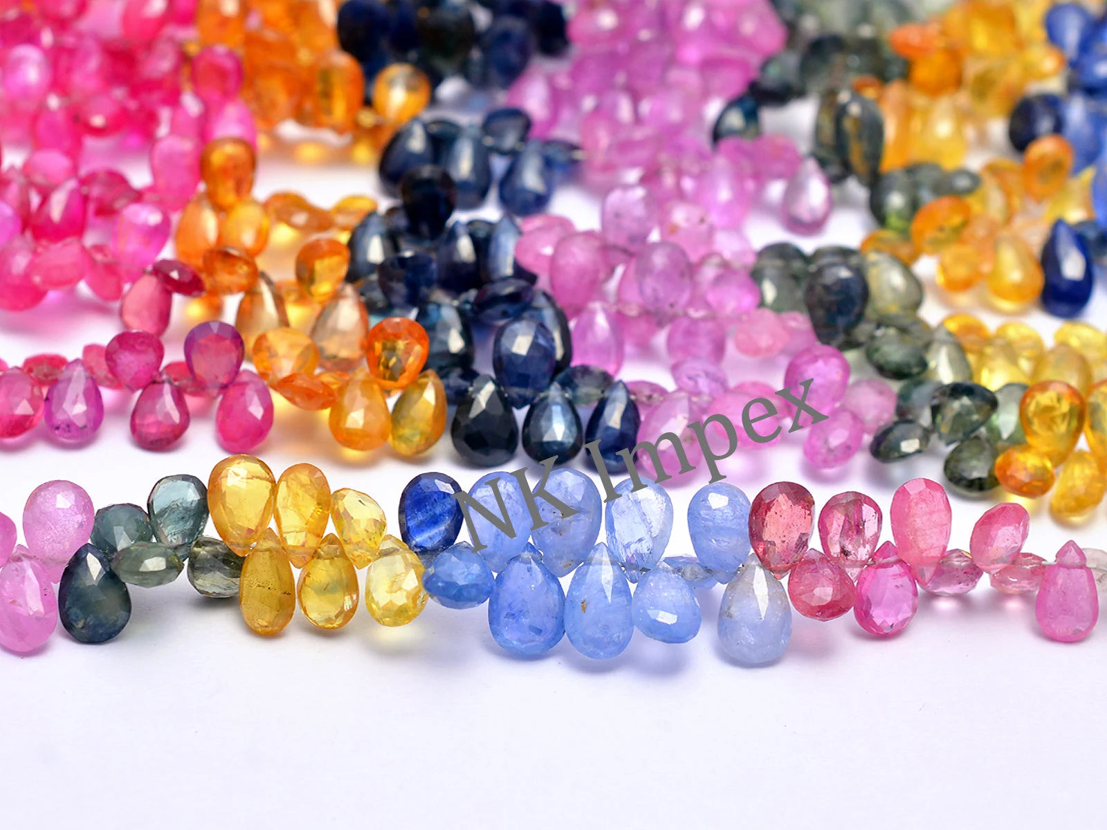 AAA High-Quality Sapphire Pear Beads, 4x6 mm Multi Sapphire Faceted Beads, Natural Sapphire Beads, Jewelry Making Sapphire Beads, (SKU1056)