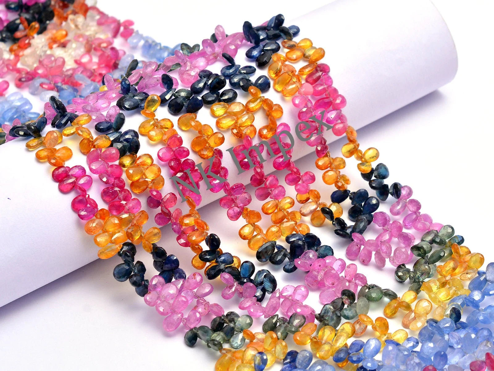 AAA High-Quality Sapphire Pear Beads, 4x6 mm Multi Sapphire Faceted Beads, Natural Sapphire Beads, Jewelry Making Sapphire Beads, (SKU1056)