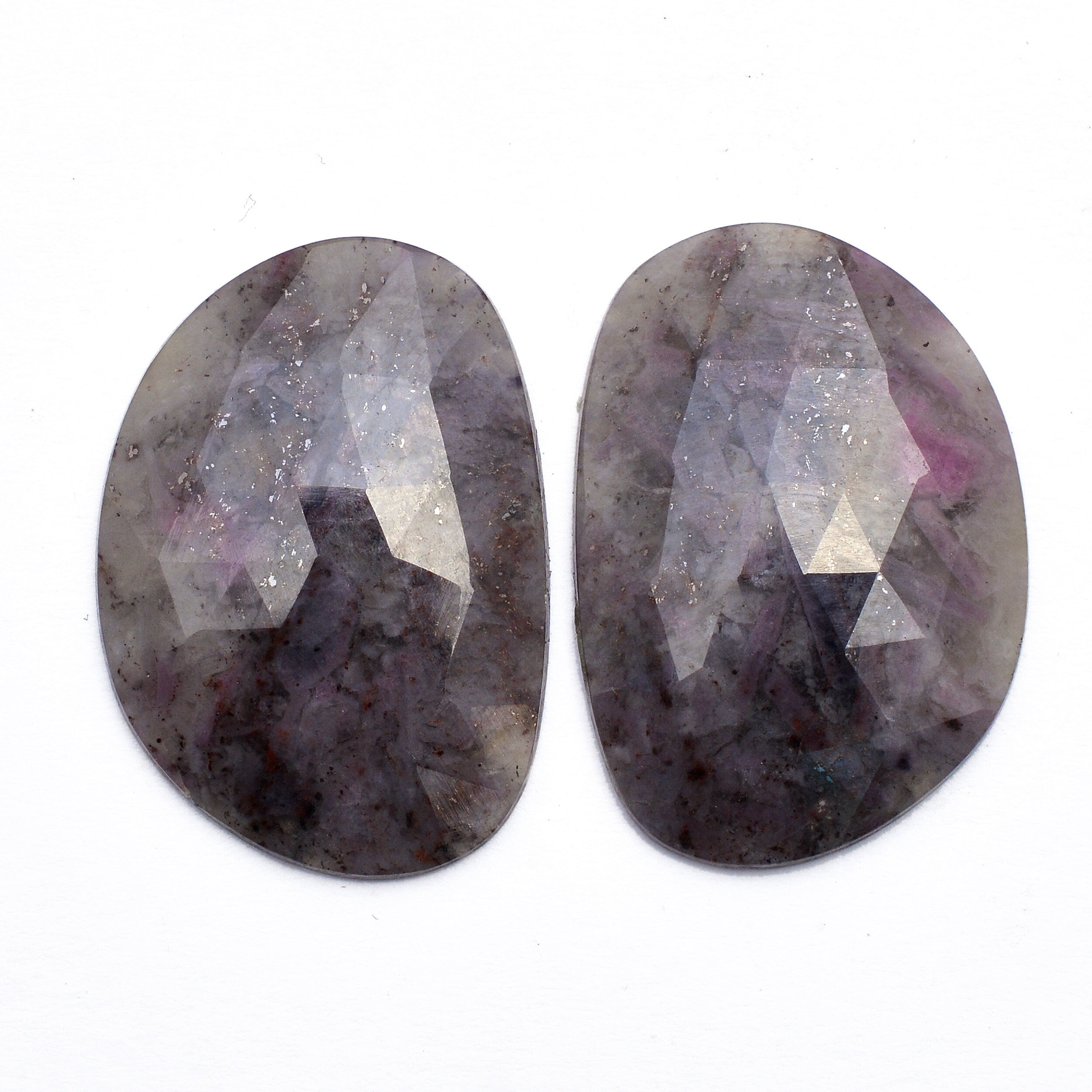 Gray Sapphire Faceted Organic Loose Gemstone, 19.5x28 mm, Sapphire Rosecut, Gray Sapphire Jewelry Making Gemstone, SKU No. 1203