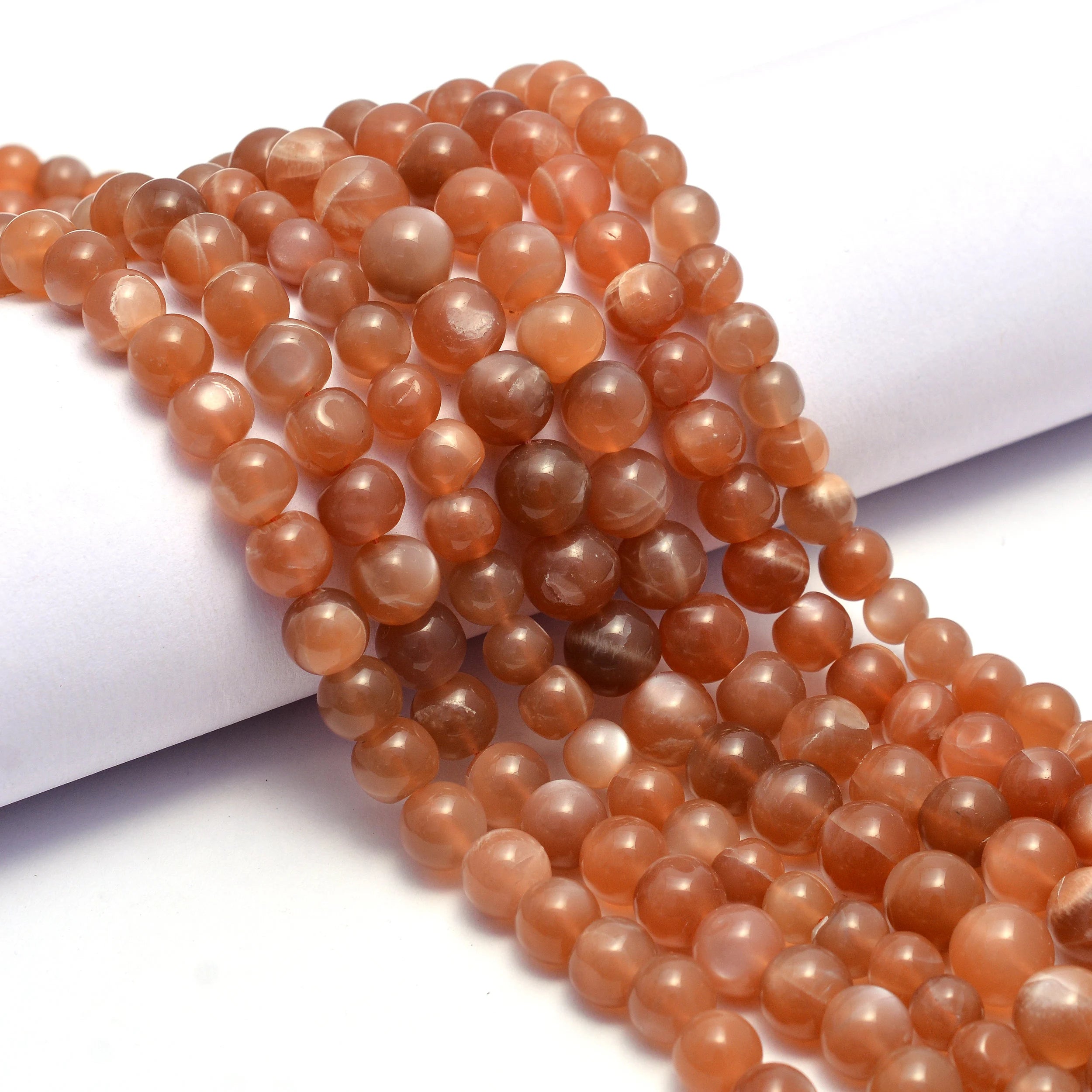 Peach Moonstone Smooth Round Balls Beads, Peach Moonstone Balls, Moonstone Handmade Jewelry Making Gemstone Beads, 15 Inch