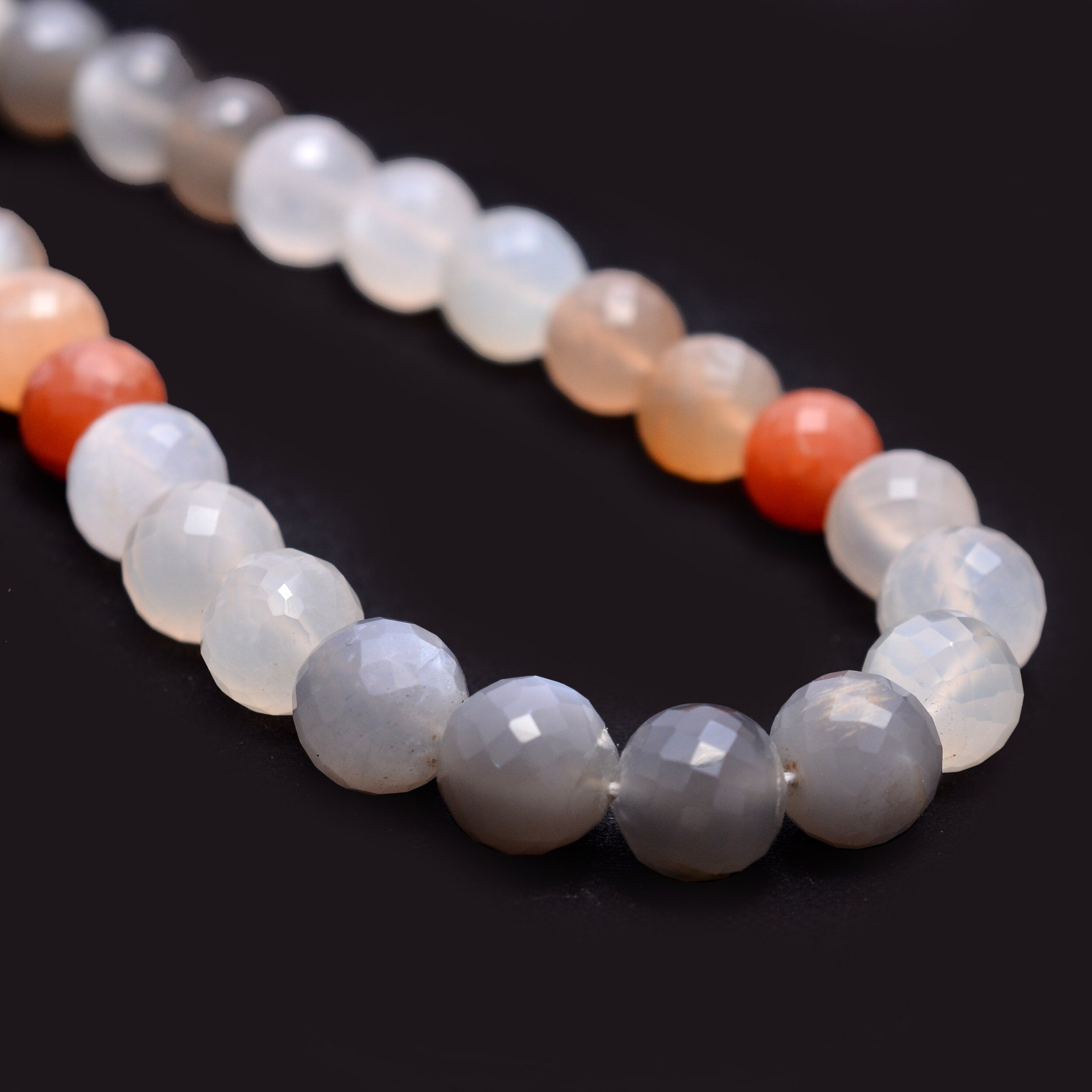 Natural Multi Moonstone Faceted Round Balls Beads, 13 Inch Strand, (SKU1195)