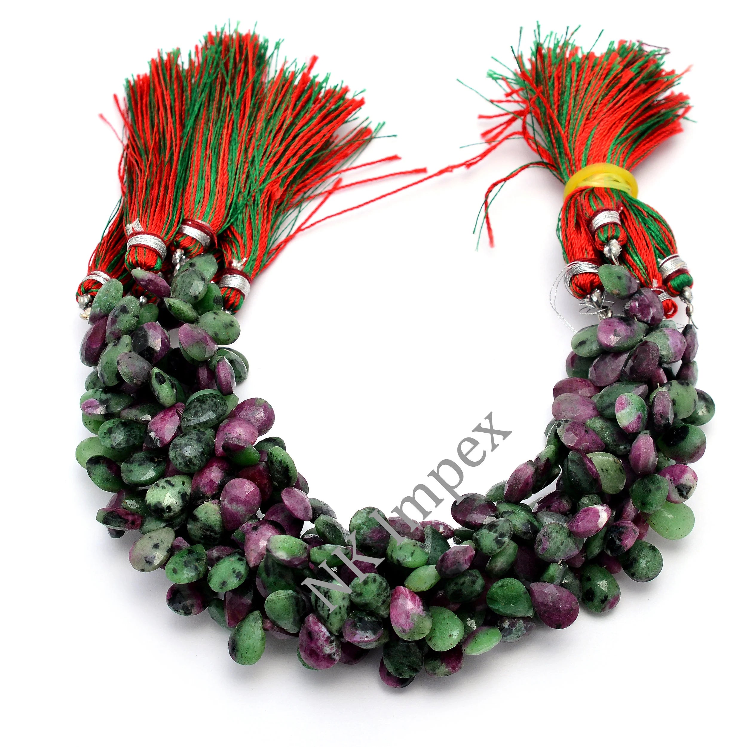 Ruby Zoisite Faceted Pear Beads, 7x10 mm, Ruby Zoisite Jewelry Making Gemstone Beads, (SKU1118)