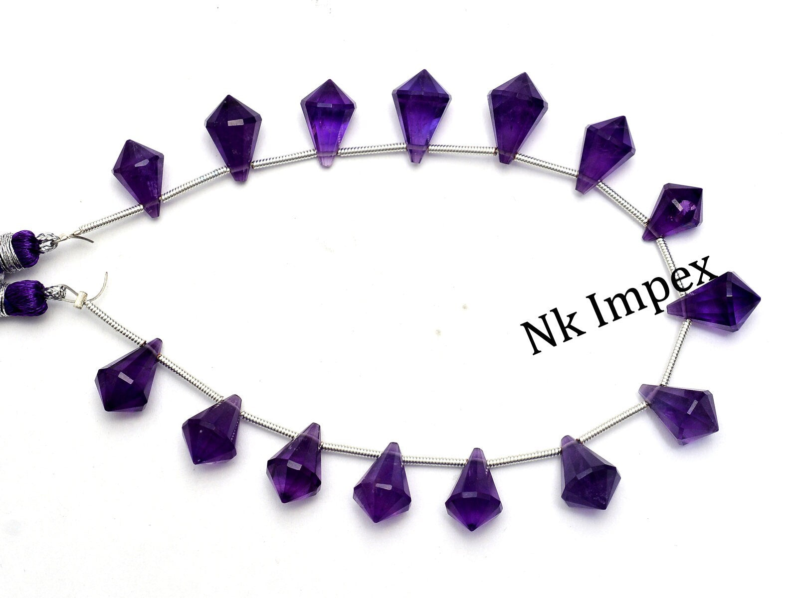 Amethyst Faceted Cone Shape Fancy Beads, 6x10 mm To 10x18 mm, Purple Amethyst Cone Beads, Amethyst Jewelry Making Gemstone Beads