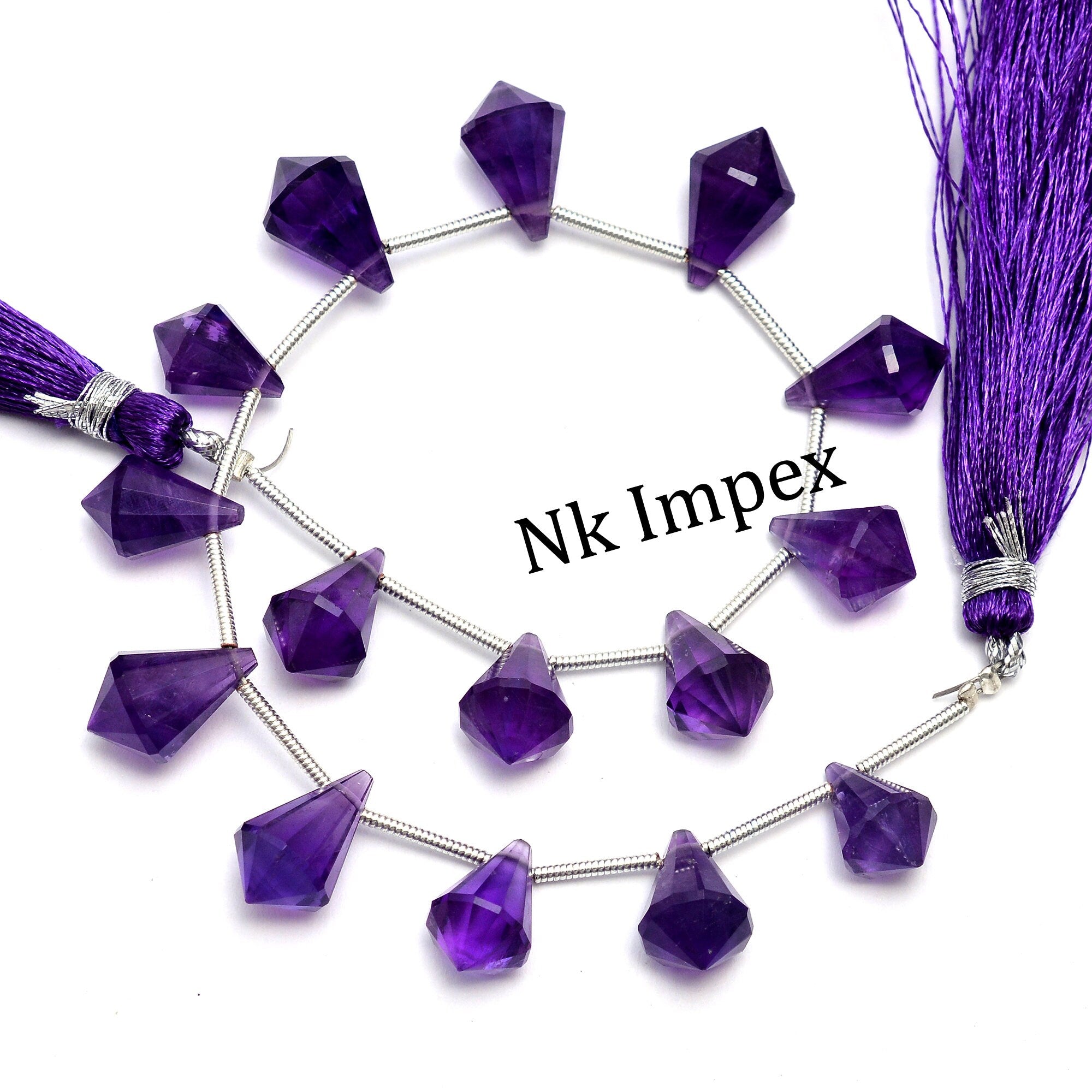 Amethyst Faceted Cone Shape Fancy Beads, 6x10 mm To 10x18 mm, Purple Amethyst Cone Beads, Amethyst Jewelry Making Gemstone Beads