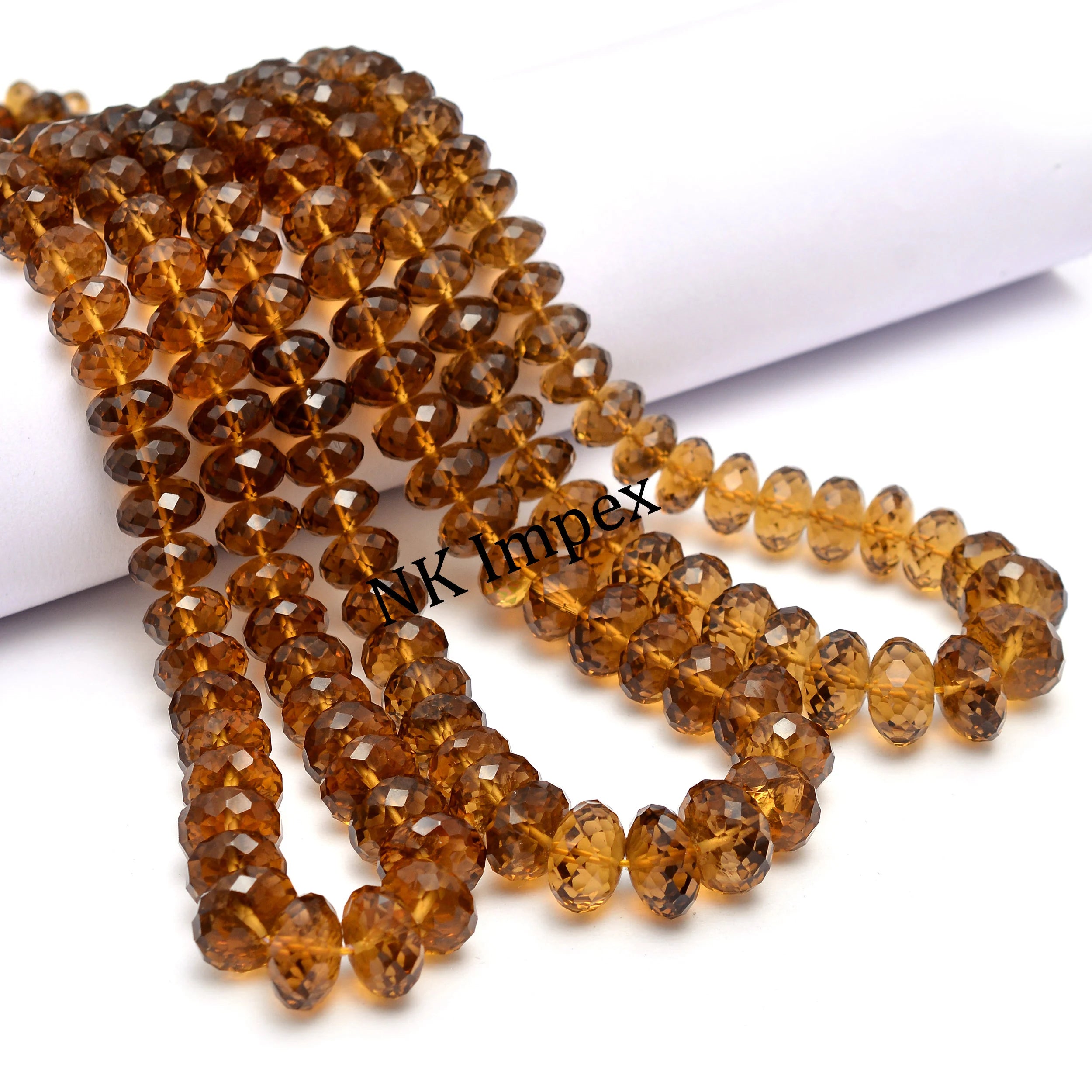 16" Honey Quartz Beads, AAA Quality Quartz Beads, Gorgeous Faceted Beads, Honey Rondelle Quartz Gemstone Beads