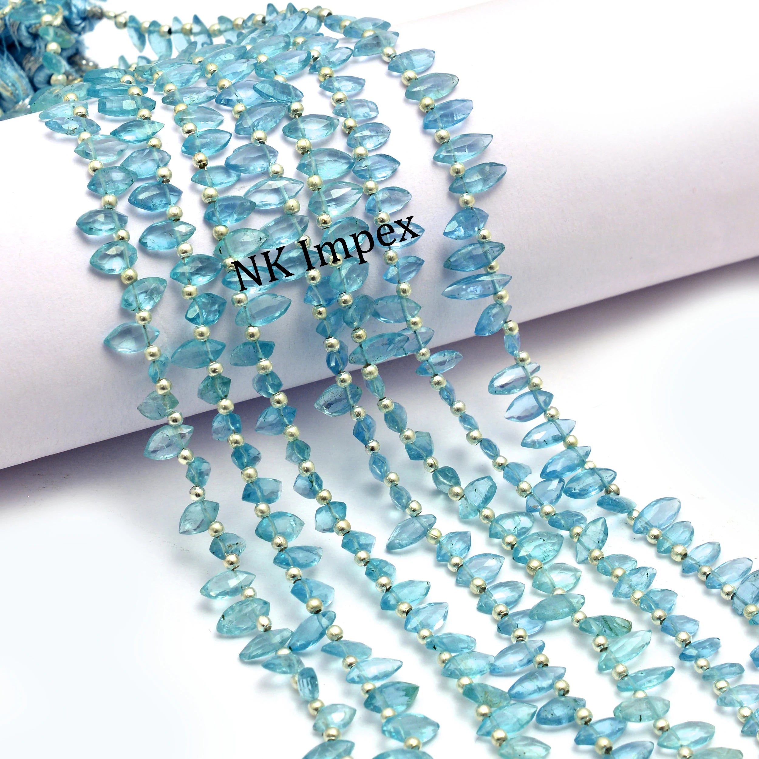 Sky Blue Apatite Faceted Marquise Beads, 3x7mm To 4x9 mm, Sky Apatite Marquise, Sky Apatite Jewelry Making Gemstone Beads