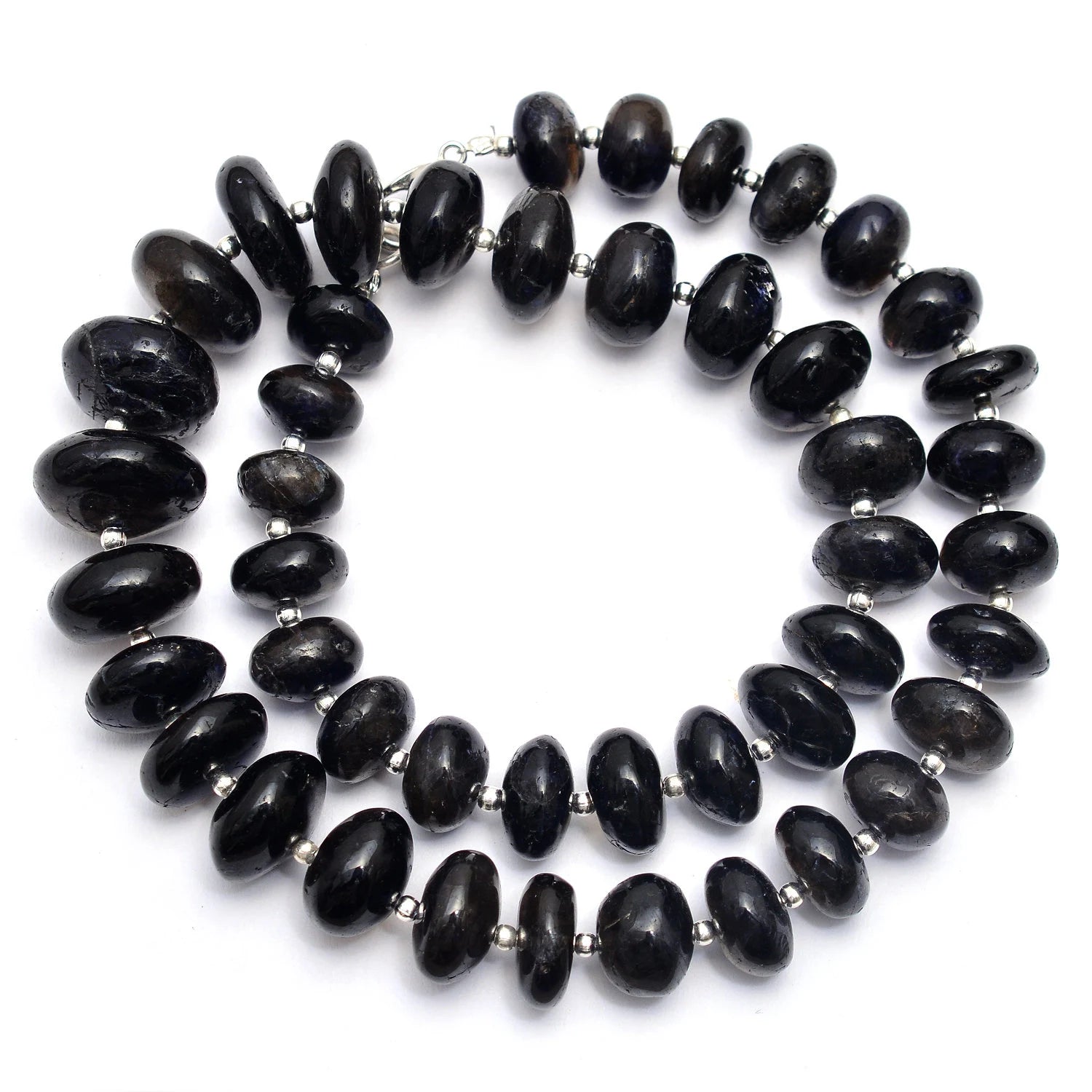 Black Iolite Smooth Rondelle Beads, 10 mm To 16 mm, Iolite Rondelle Beads, Black Iolite Jewelry Making Gemstone Beads Necklace