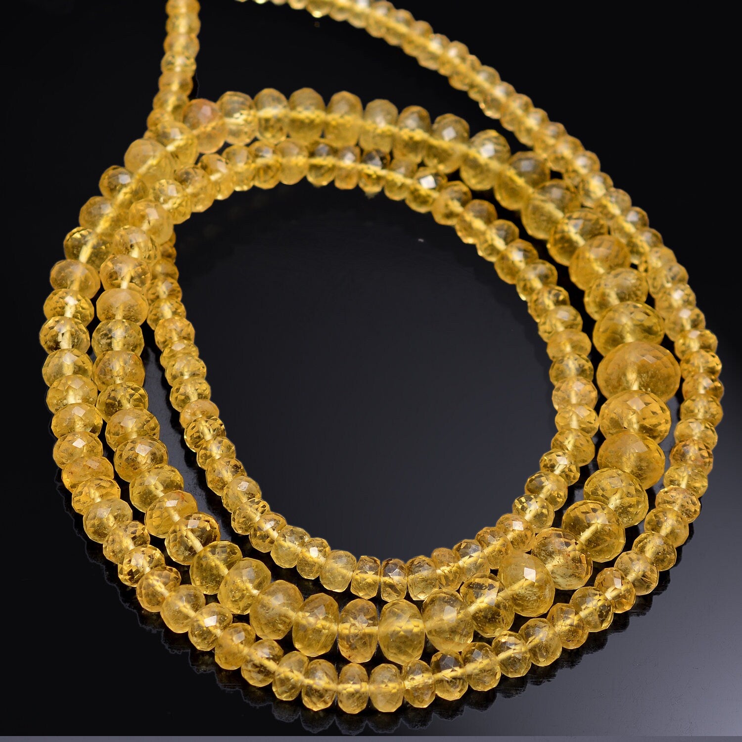 Natural Yellow Aquamarine Faceted Rondelle Beads, 3 to 8 mm Heliodor, DIY Jewelry Making Beads, (SKU1262)