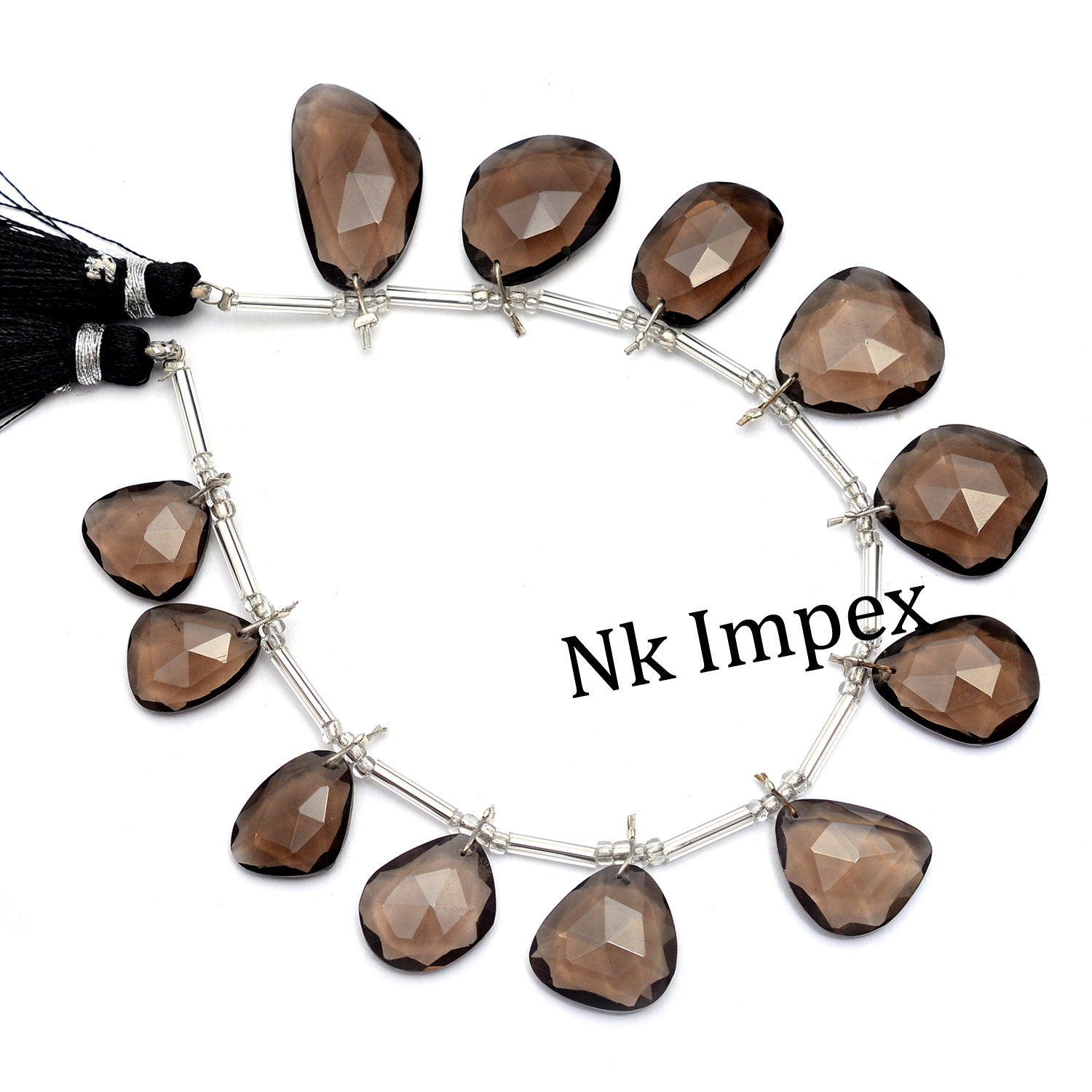 Smoky Quartz Faceted Irregular Flat Slices Beads, 10x14 mm To 13x22 mm, Brown Quartz Slice Beads, Smoky Quartz Jewelry Gemstone, SKU 1233