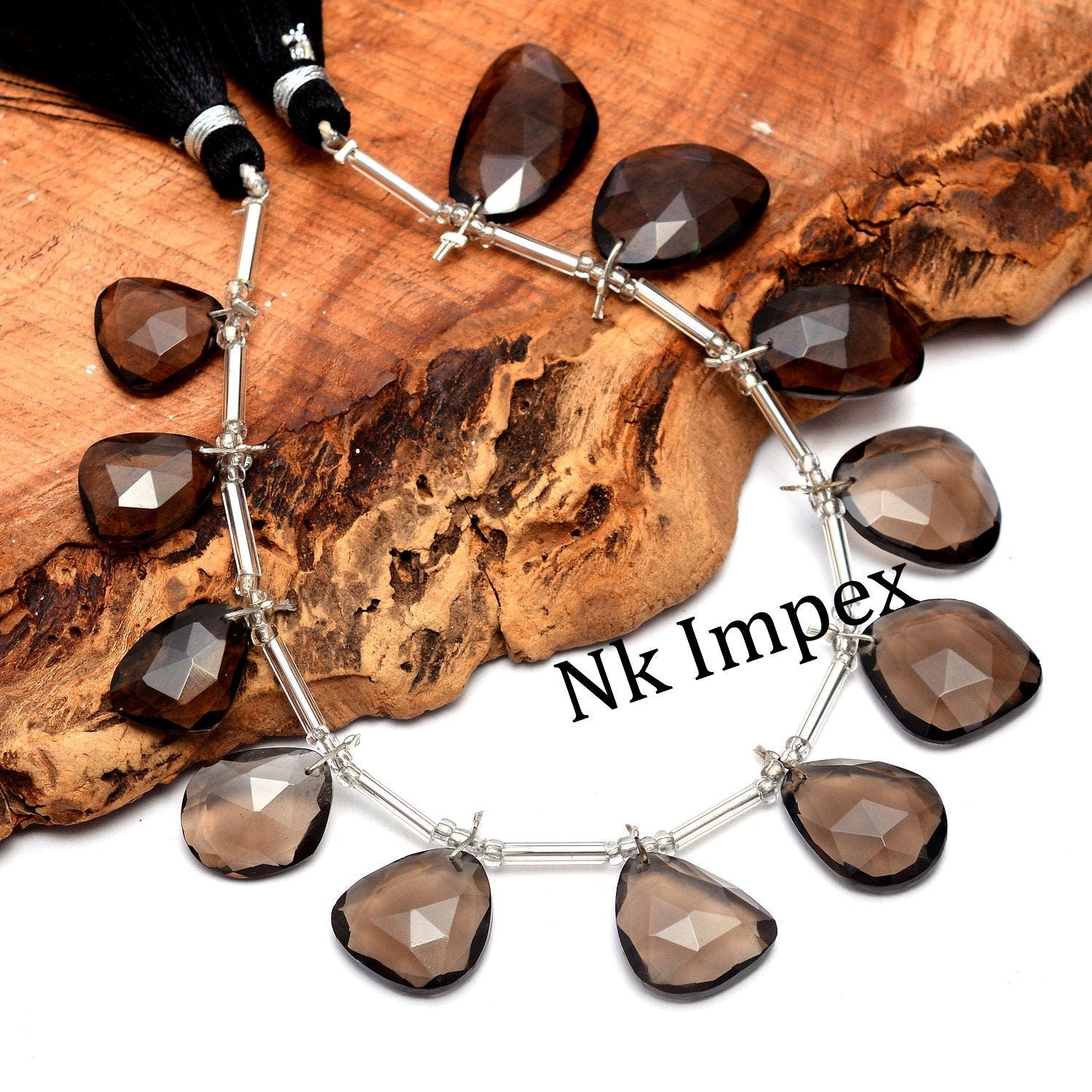 Smoky Quartz Faceted Irregular Flat Slices Beads, 10x14 mm To 13x22 mm, Brown Quartz Slice Beads, Smoky Quartz Jewelry Gemstone, SKU 1233