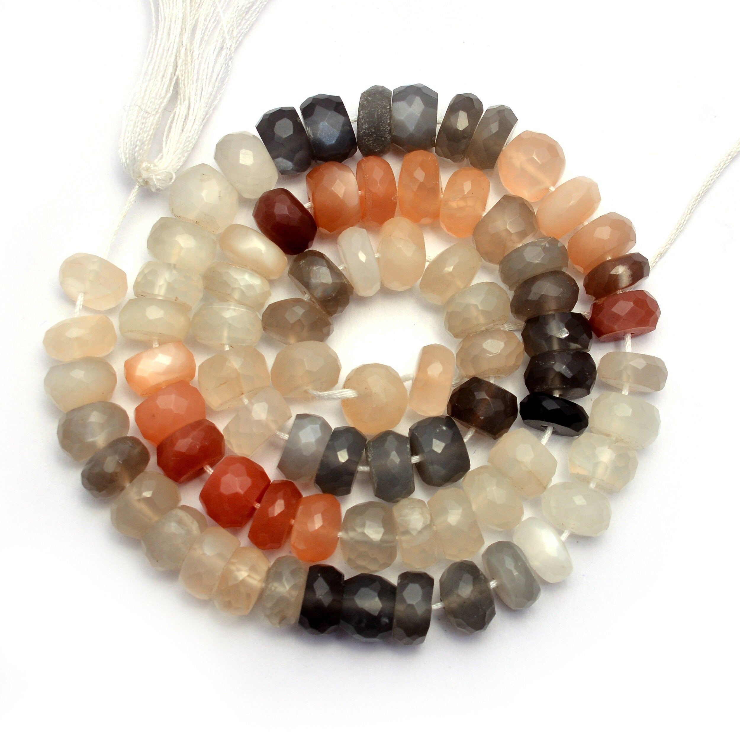 Natural Multi Moonstone Faceted Rondelle Beads, Unique Moonstone Gemstone Beads 14 Inch Strand, (SKU1193)