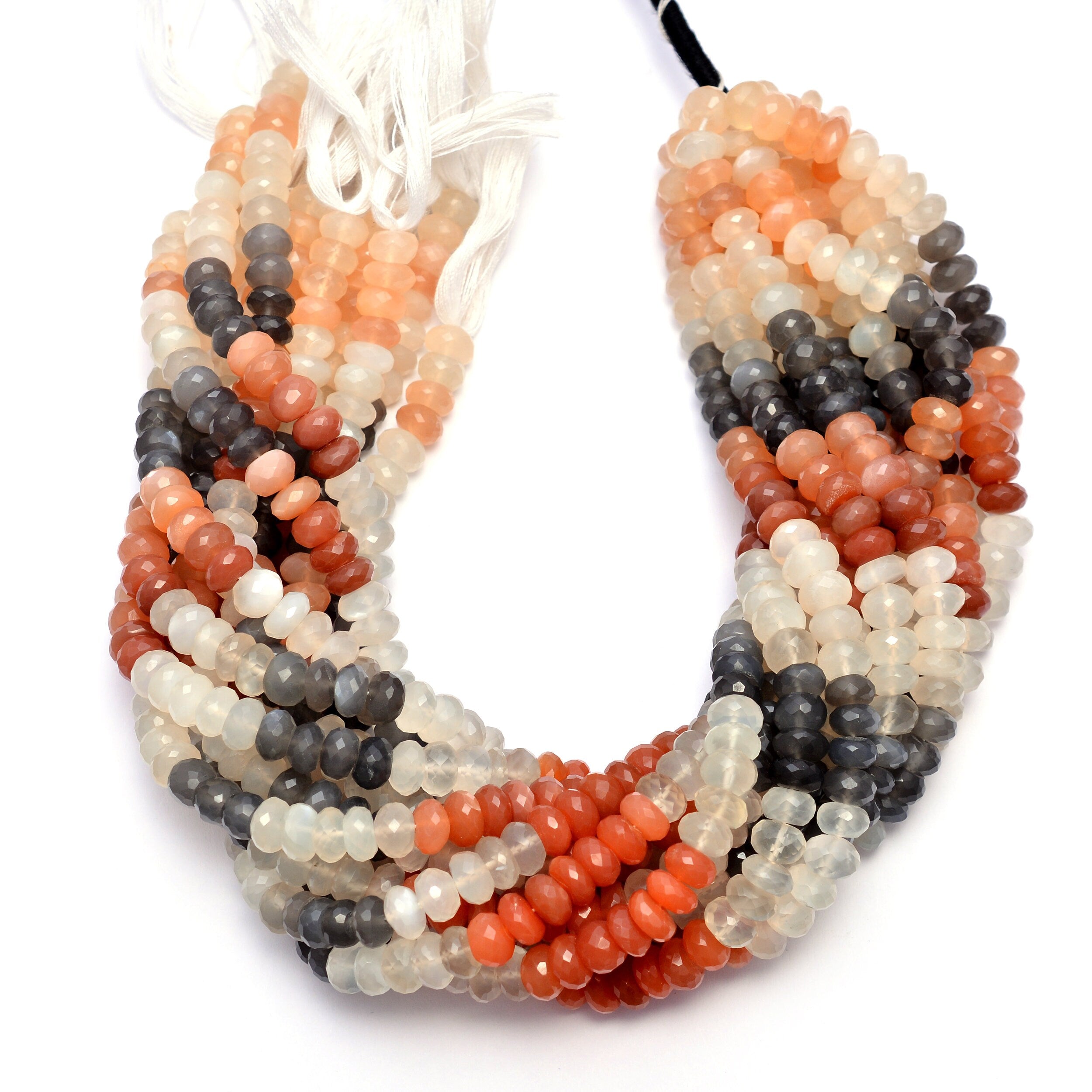 Natural Multi Moonstone Faceted Rondelle Beads, Unique Moonstone Gemstone Beads 14 Inch Strand, (SKU1193)