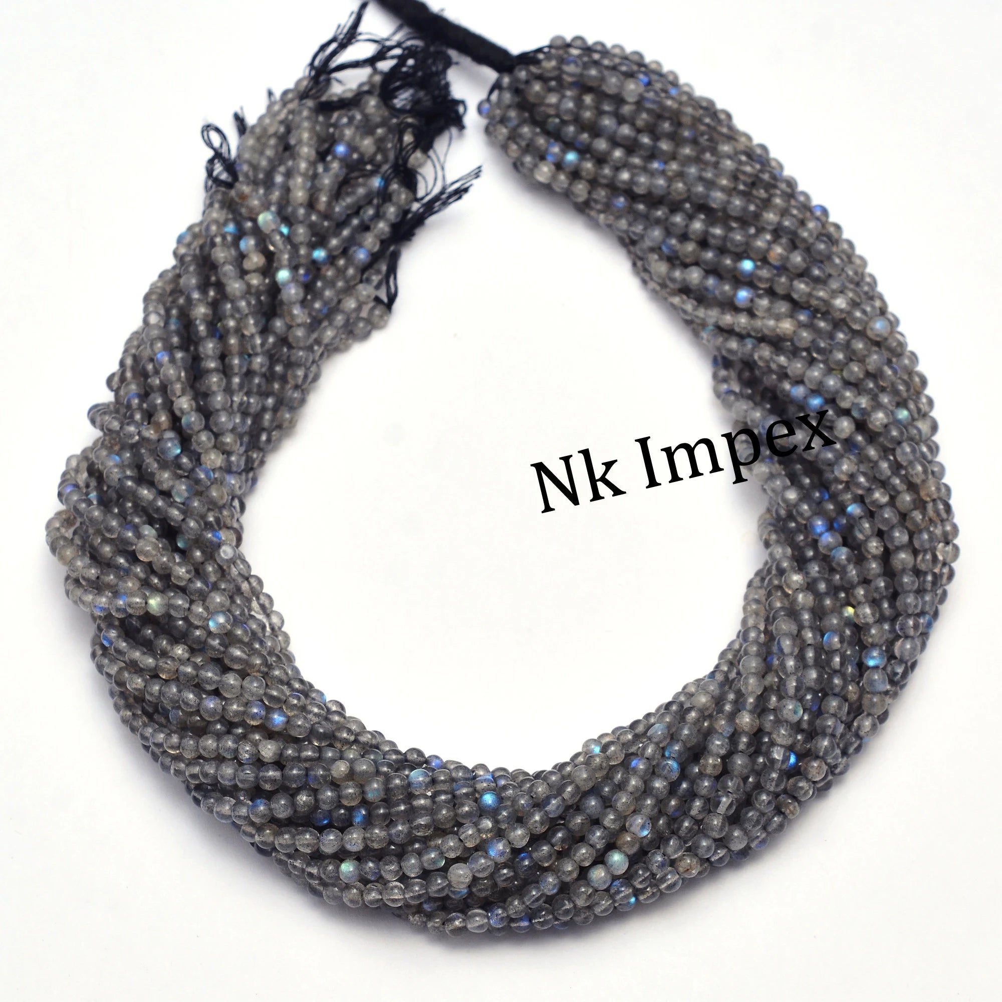 Natural Labradorite Round Beads, 2 To 3mm Bead, Blue Flash Smooth Balls, Labradorite Jewelry Making Gemstone Beads, 14 Inch Strand (SKU1295)