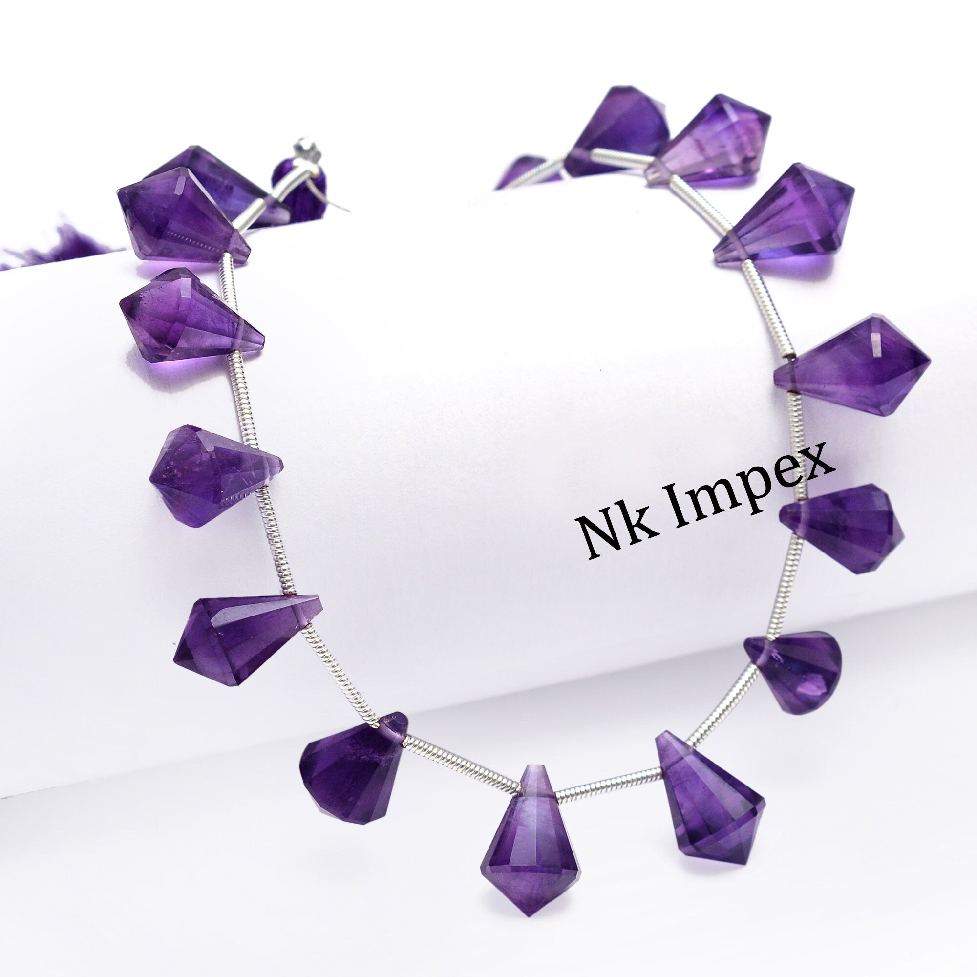 Amethyst Faceted Cone Shape Fancy Beads, 6x10 mm To 10x18 mm, Purple Amethyst Cone Beads, Amethyst Jewelry Making Gemstone Beads