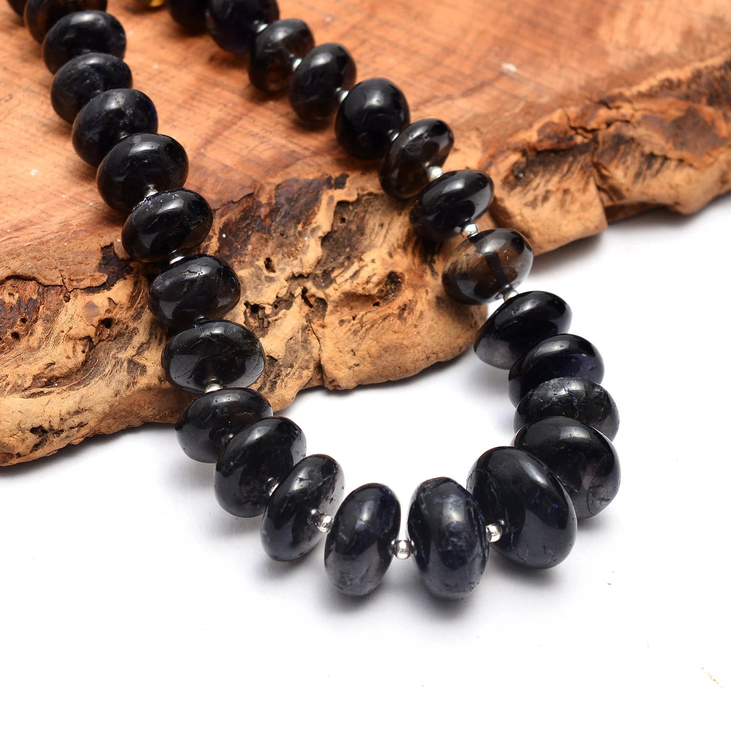 Black Iolite Smooth Rondelle Beads, 10 mm To 16 mm, Iolite Rondelle Beads, Black Iolite Jewelry Making Gemstone Beads Necklace