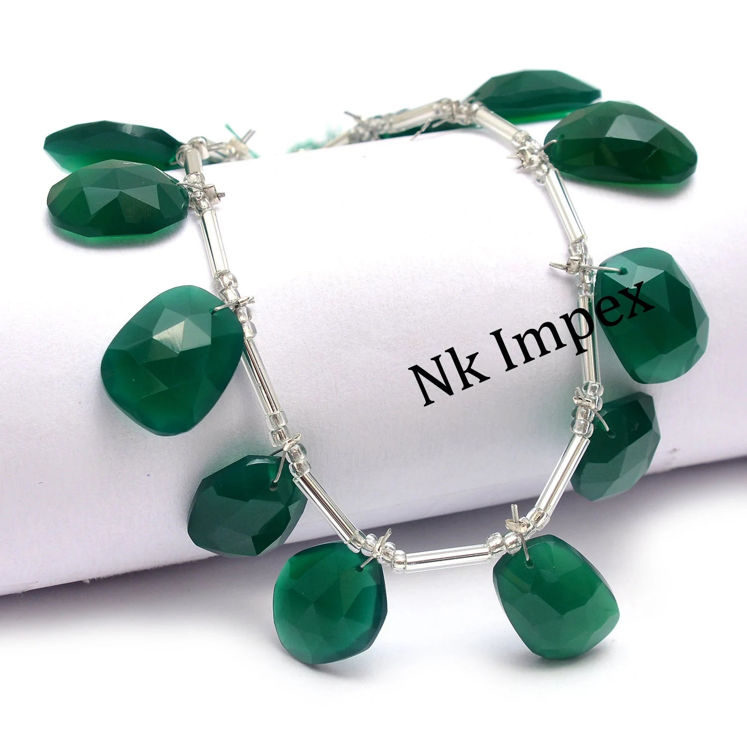 AA Quality Natural Green Onyx Faceted Irregular Shape Flat Slices, Fancy Shape Briolettes, Natural green Onyx, Faceted Onyx
