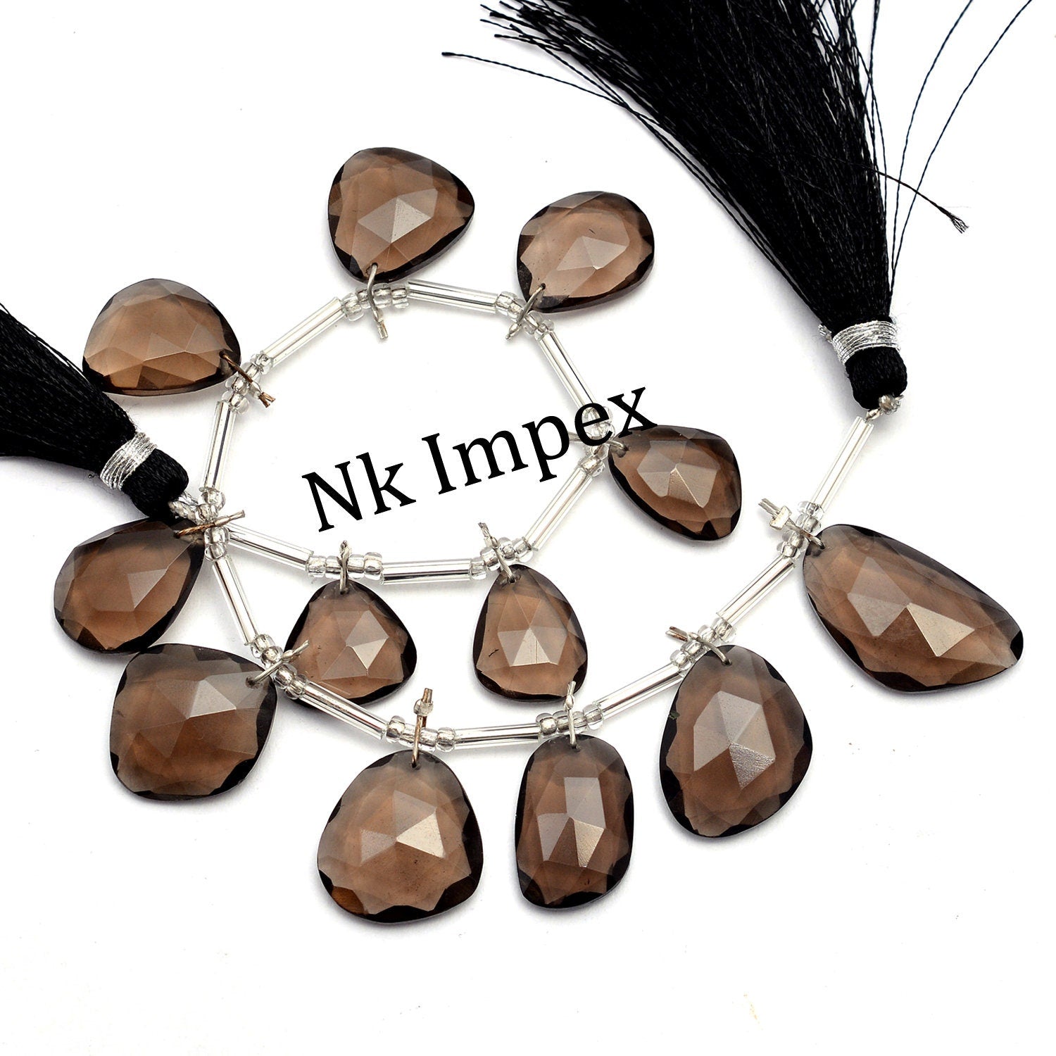 Smoky Quartz Faceted Irregular Flat Slices Beads, 10x14 mm To 13x22 mm, Brown Quartz Slice Beads, Smoky Quartz Jewelry Gemstone, SKU 1233