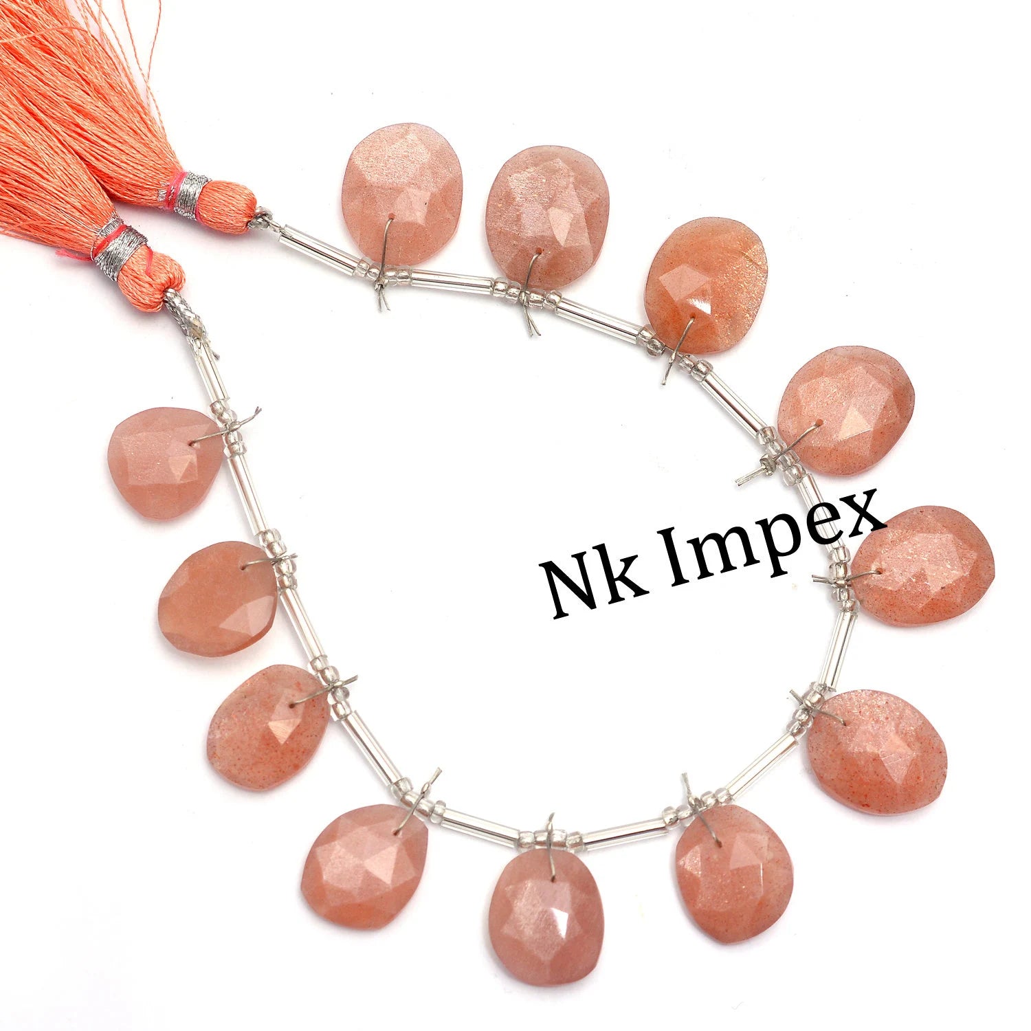 AA Quality Peach Moonstone Faceted Irregular Shape Flat Slices, 11x13 mm To 14x16 mm, Moonstone Fancy Shape Briolettes