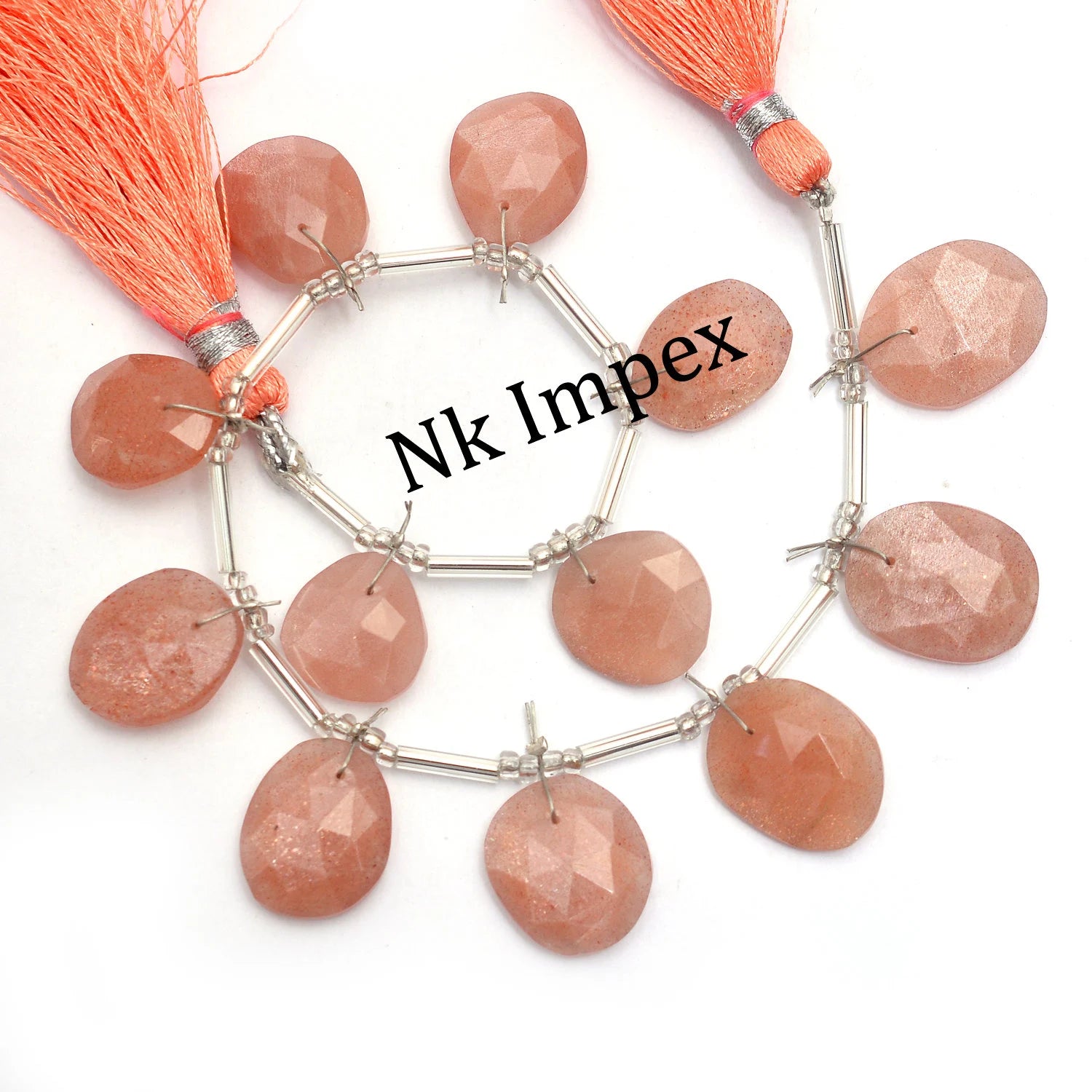 AA Quality Peach Moonstone Faceted Irregular Shape Flat Slices, 11x13 mm To 14x16 mm, Moonstone Fancy Shape Briolettes