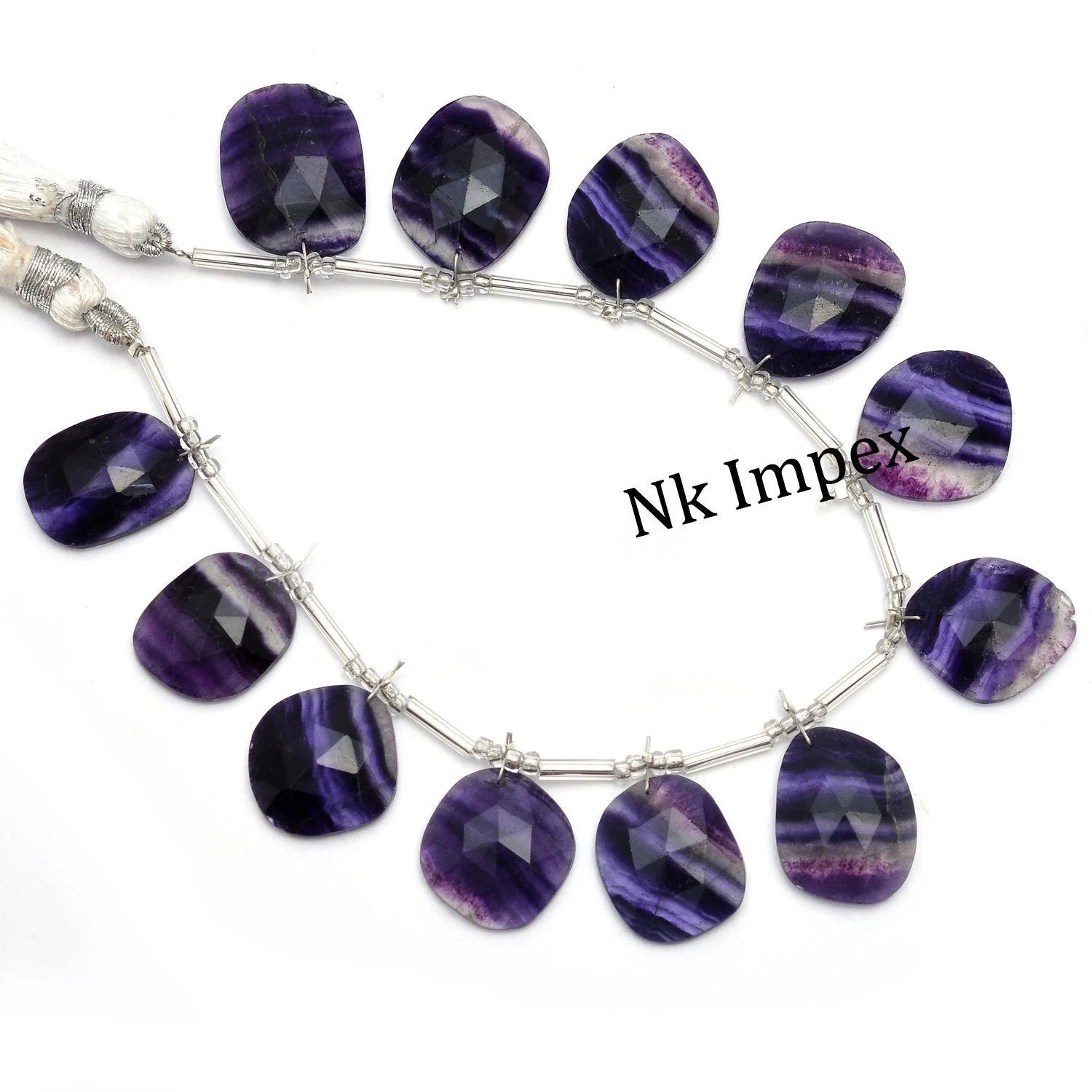 Multi Fluorite Faceted Irregular Flat Slices Beads, Fluorite Organic Beads, Multi Fluorite Jewelry Making Gemstone, 12 Piece