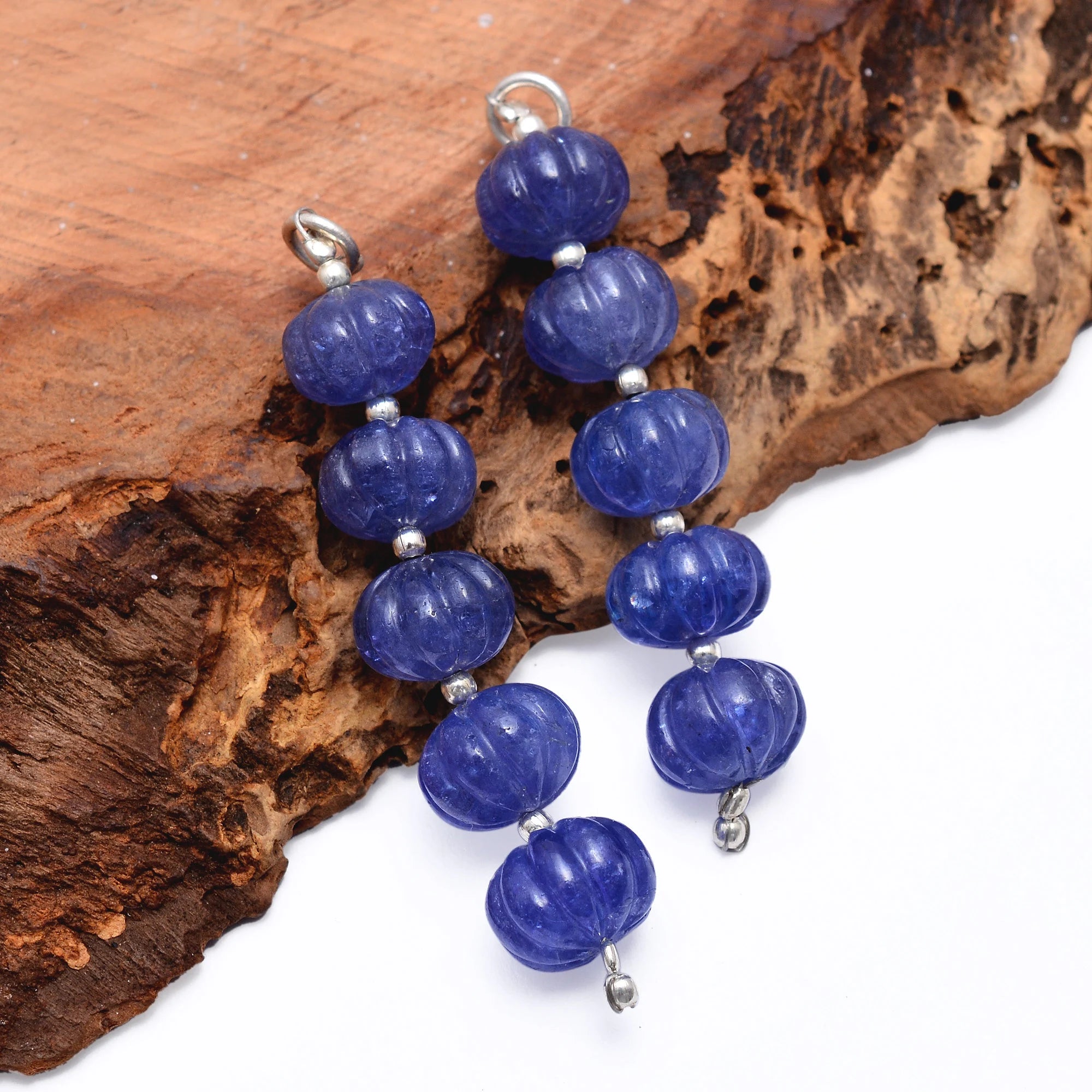 Tanzanite Carving Beads Earrings, 10 mm To 11 mm, Tanzanite Earrings Beads, Tanzanite Jewelry Making Gemstone Beads Earring