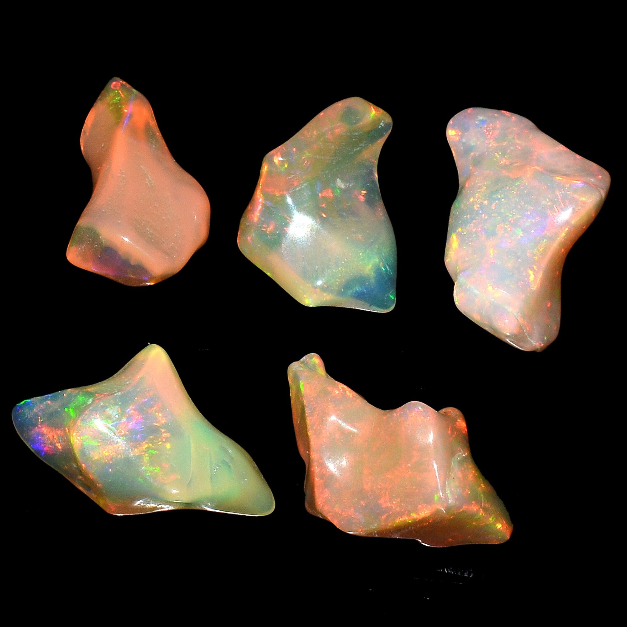 Ethiopian Opal Smooth Unshaped Free Forms, 8x16 mm To 10x19 mm, Opal Organic Free Forms, Unshaped Opal Free Forms, 5 Piece (SKU1270)